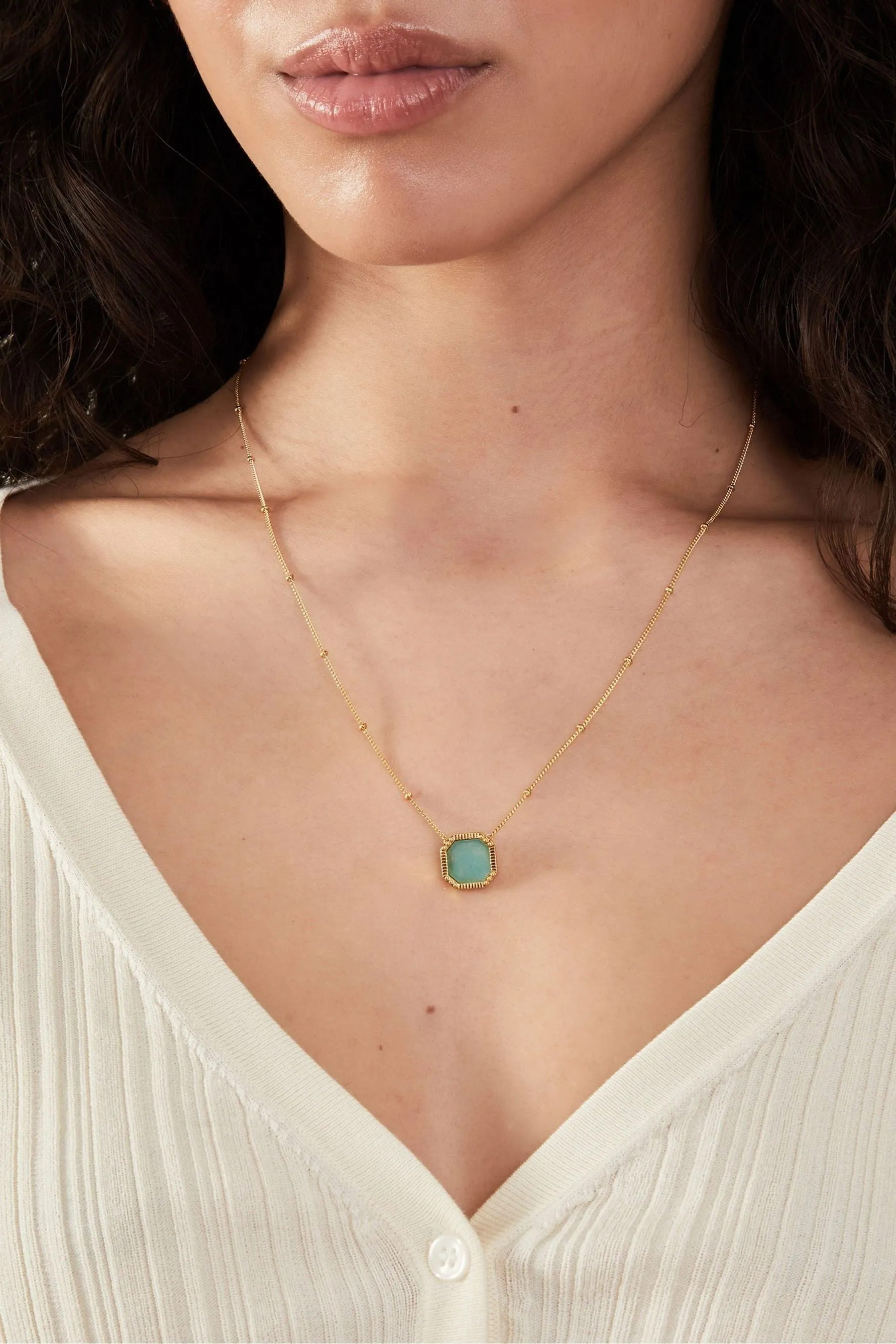Accessorize - Collana placcata 14ct Oro con quarzo