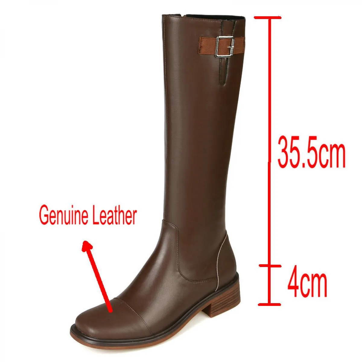 Autunno Inverno Donna Stivali alti al ginocchio Moda Fibbia Tacchi bassi Scarpe in vera pelle Donna Outdoor Casual Popolare Più