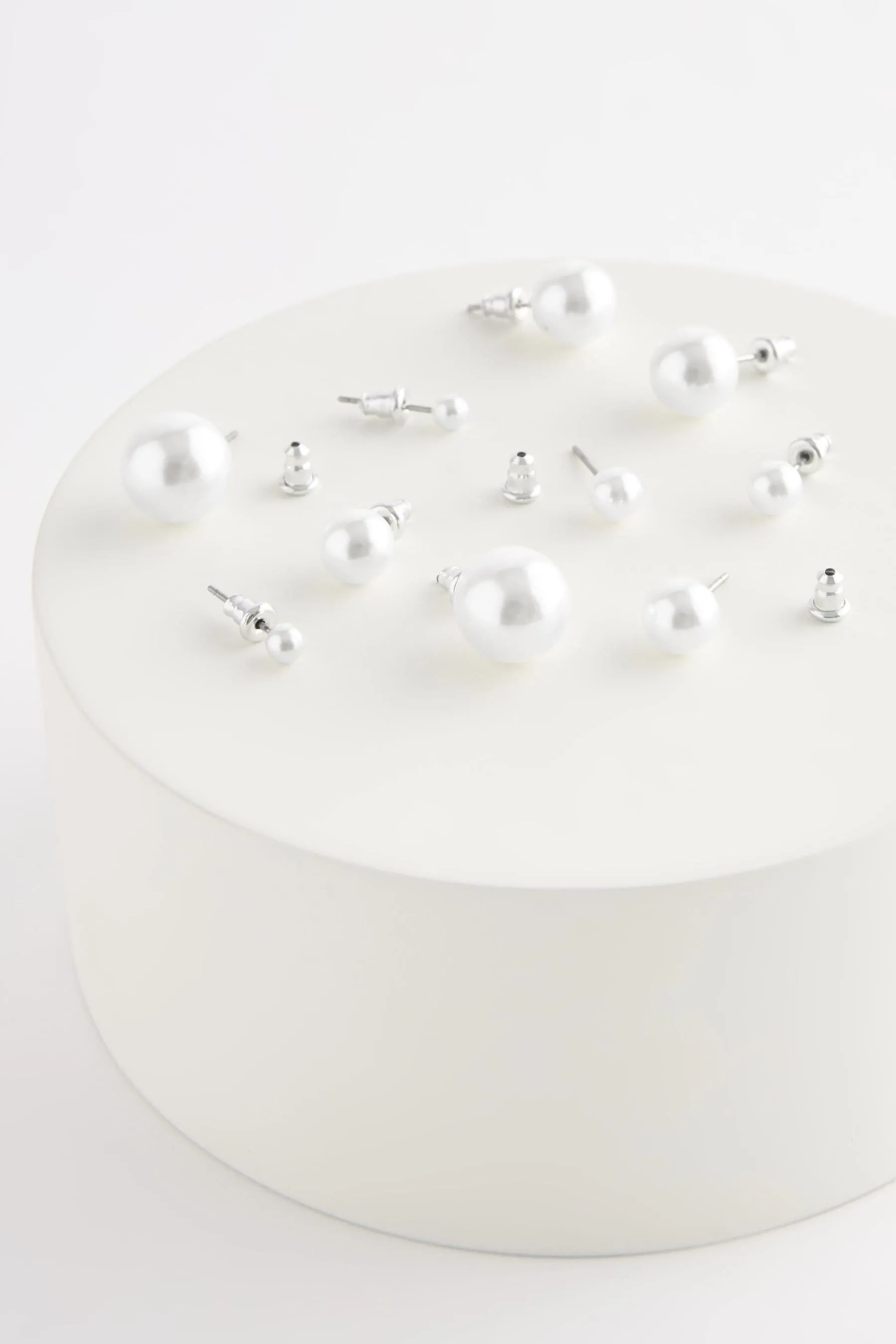 Bianco  - Orecchini a bottone 5 Confezione con perle