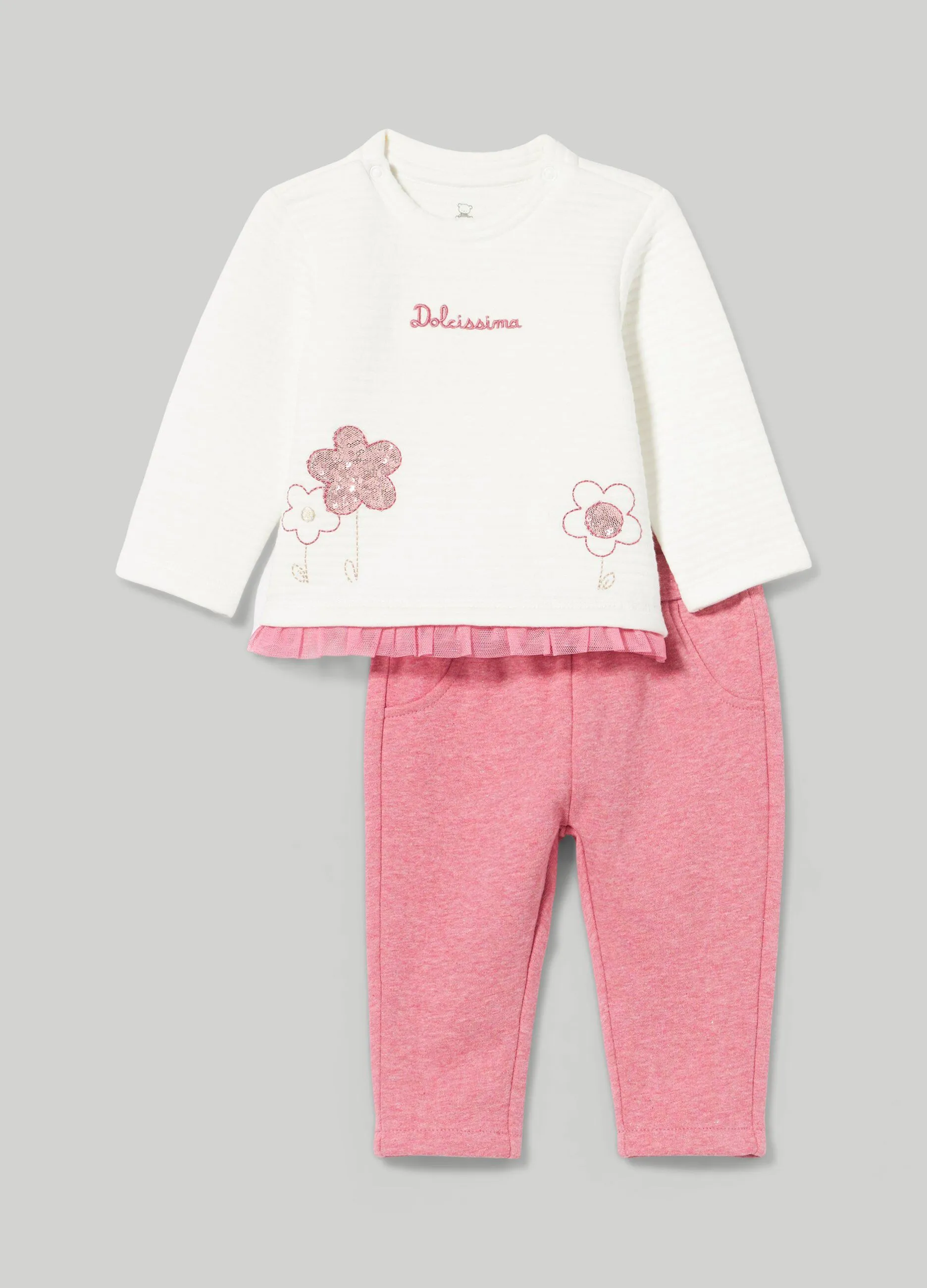 BLUKIDS  Jogging set con maglia in matelassé neonata