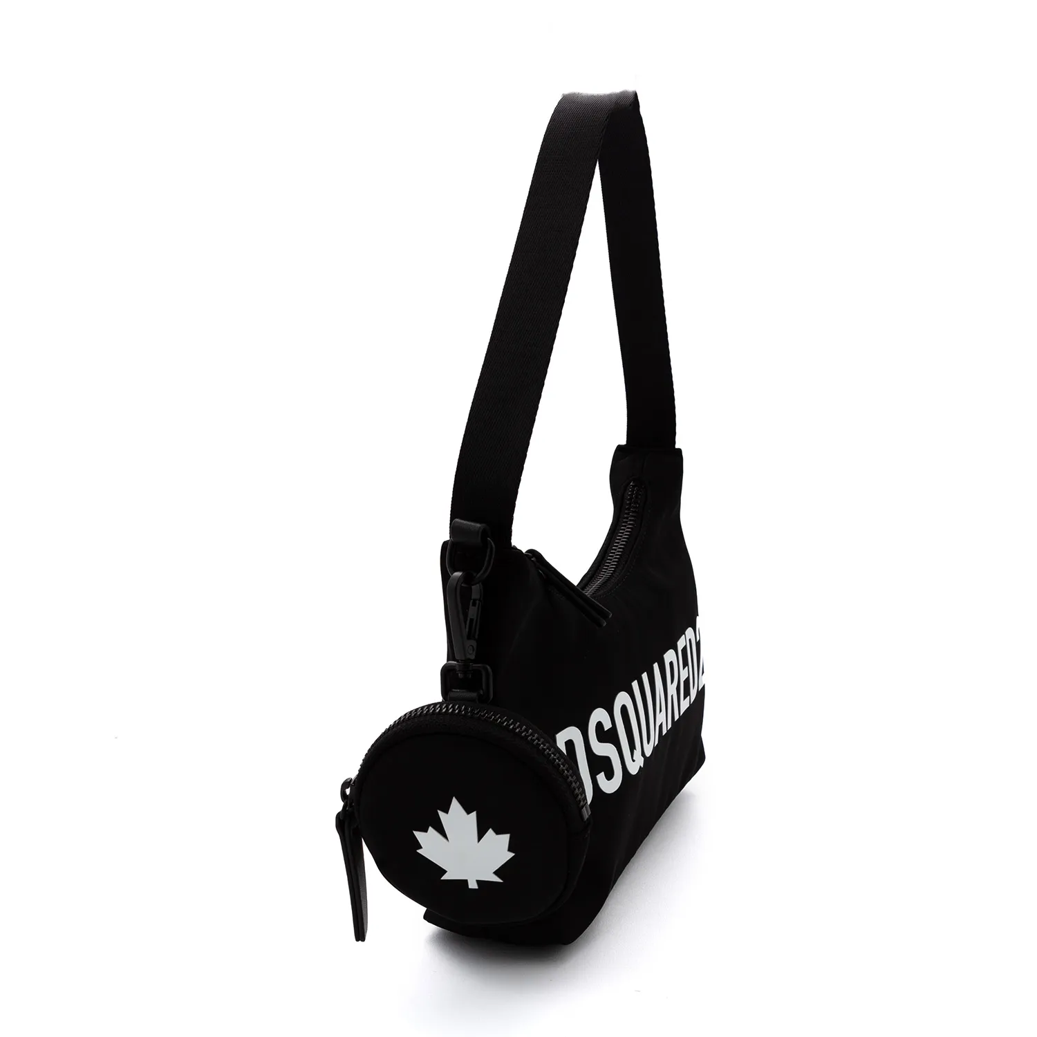 Borsa A Spalla Nera Con Logo Bianco E Astuccio