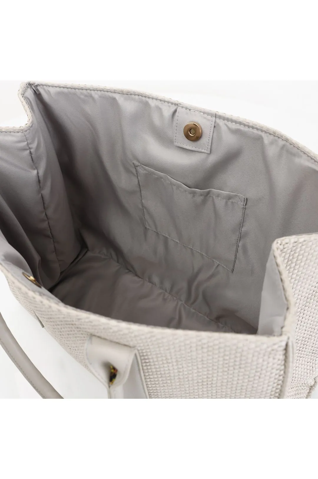 borsa squadrata con manici in tono e accessorio cafènoir pietra
