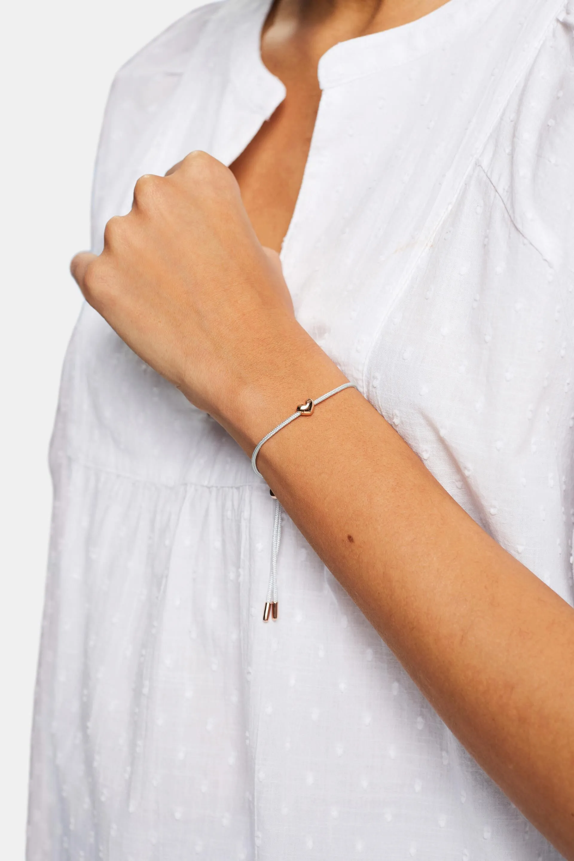 Bracciale con pendente a cuore, argento sterling