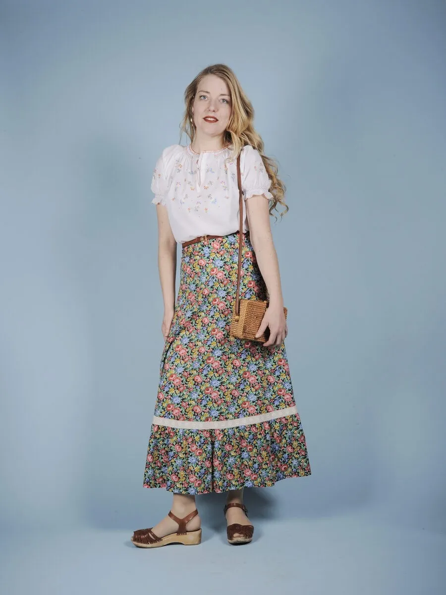 Camicia hippie a fiori romantici anni ’70