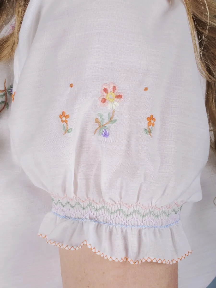 Camicia hippie a fiori romantici anni ’70