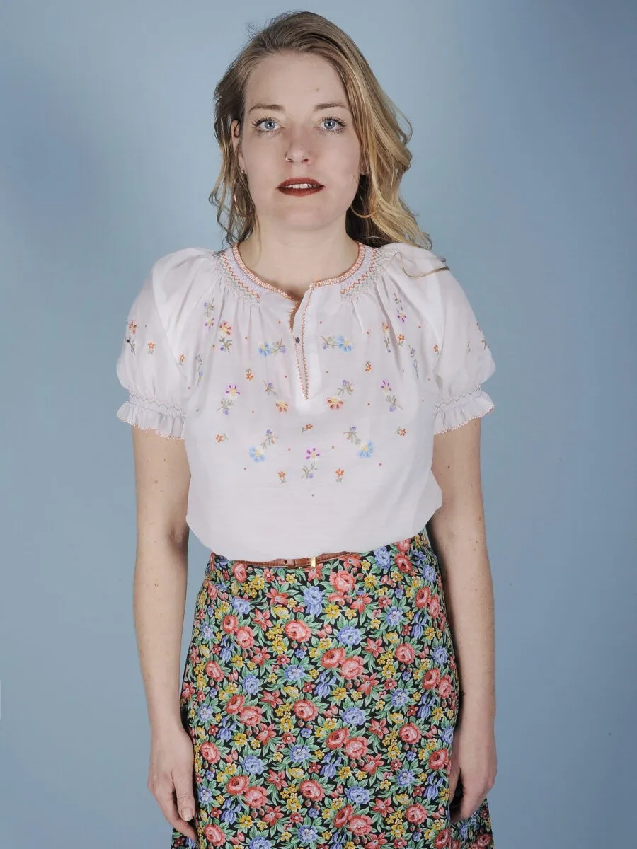 Camicia hippie a fiori romantici anni ’70