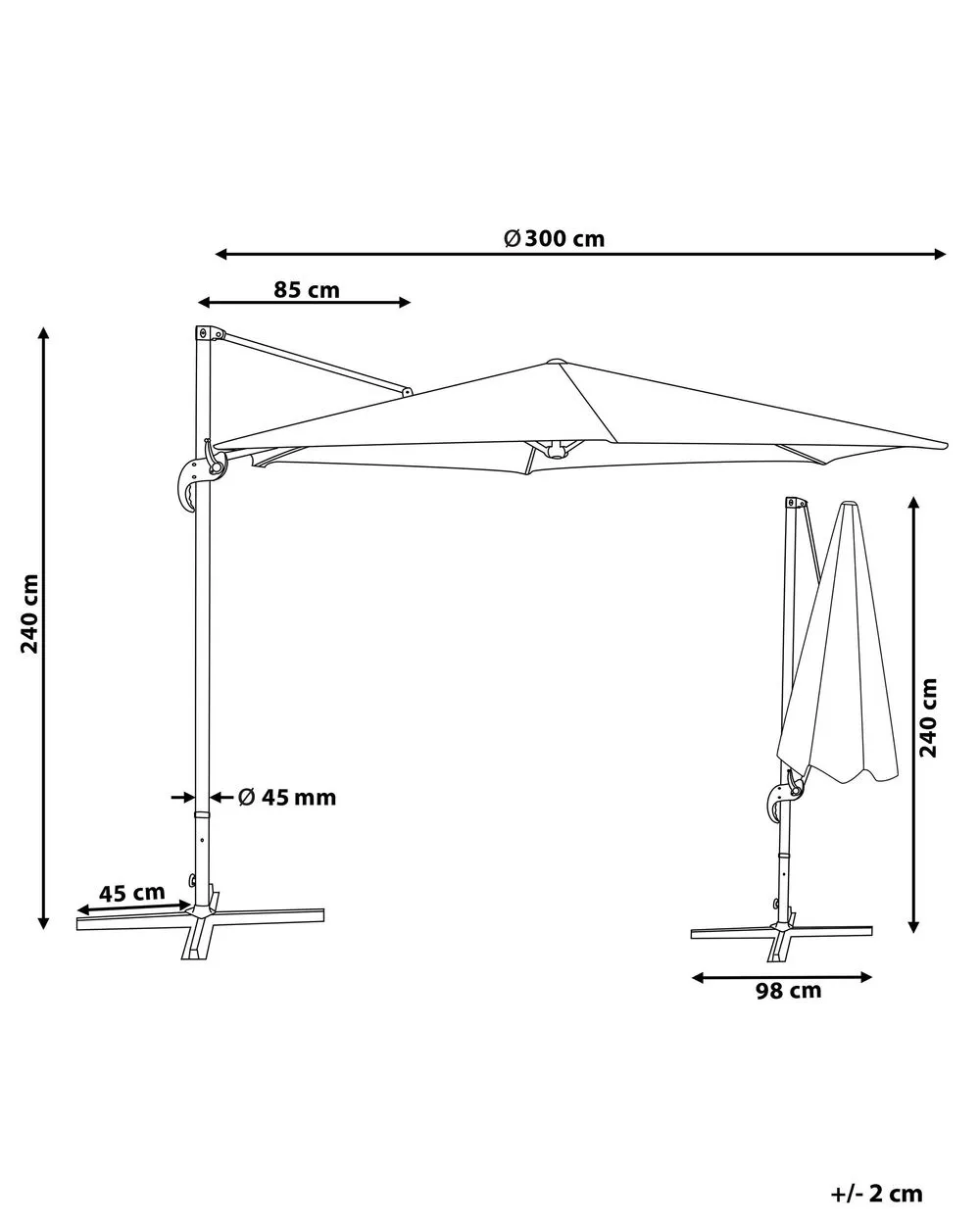 Cantilever Garden Parasol ⌀ 3 m Sand Beige SAVONA