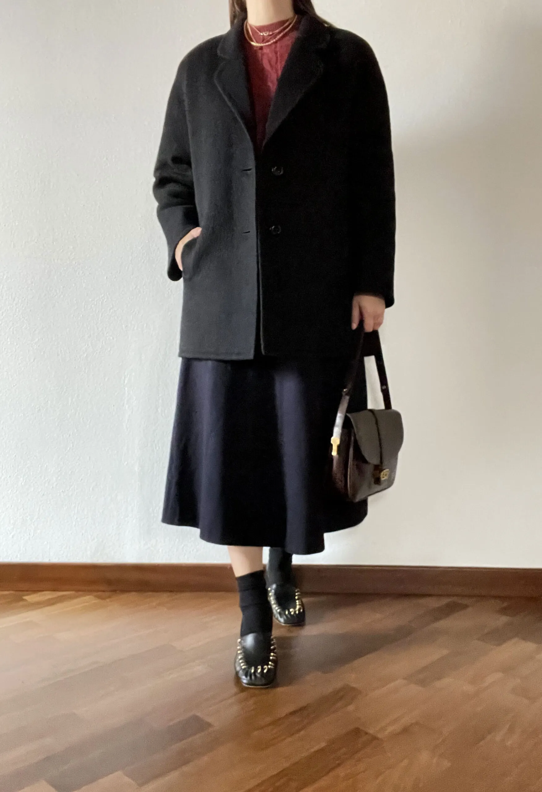 Cappotto nero Agnona in alpaca vintage anni ’80