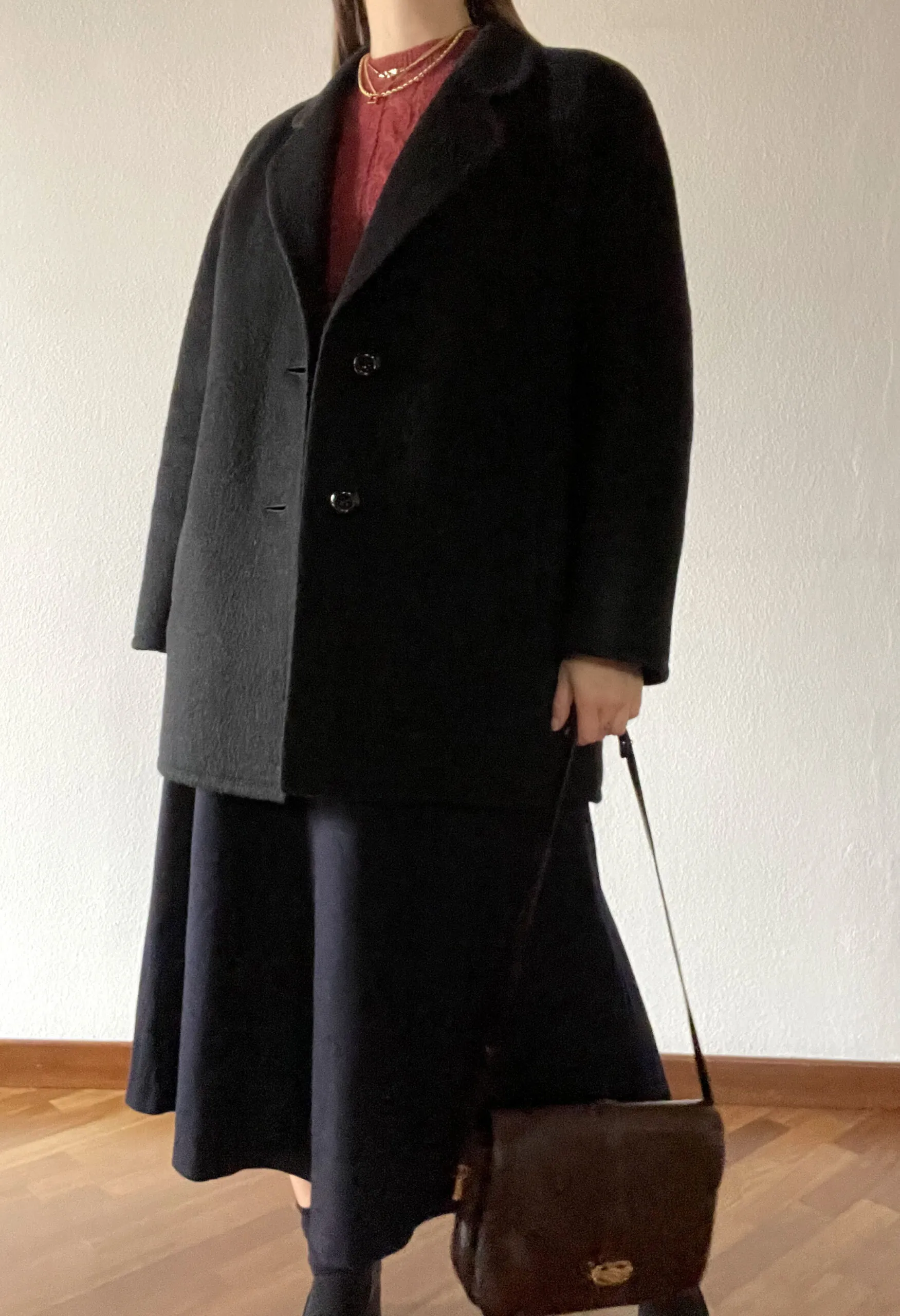 Cappotto nero Agnona in alpaca vintage anni ’80