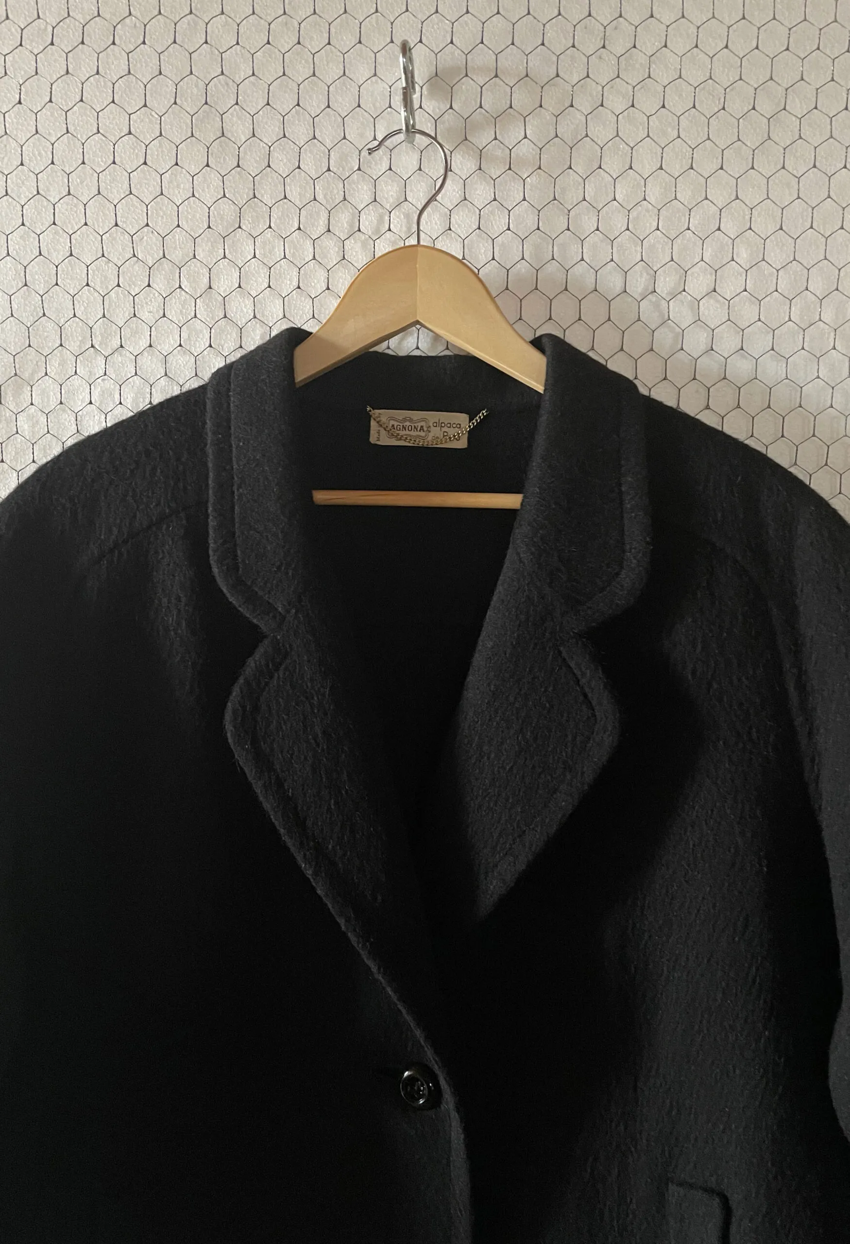 Cappotto nero Agnona in alpaca vintage anni ’80
