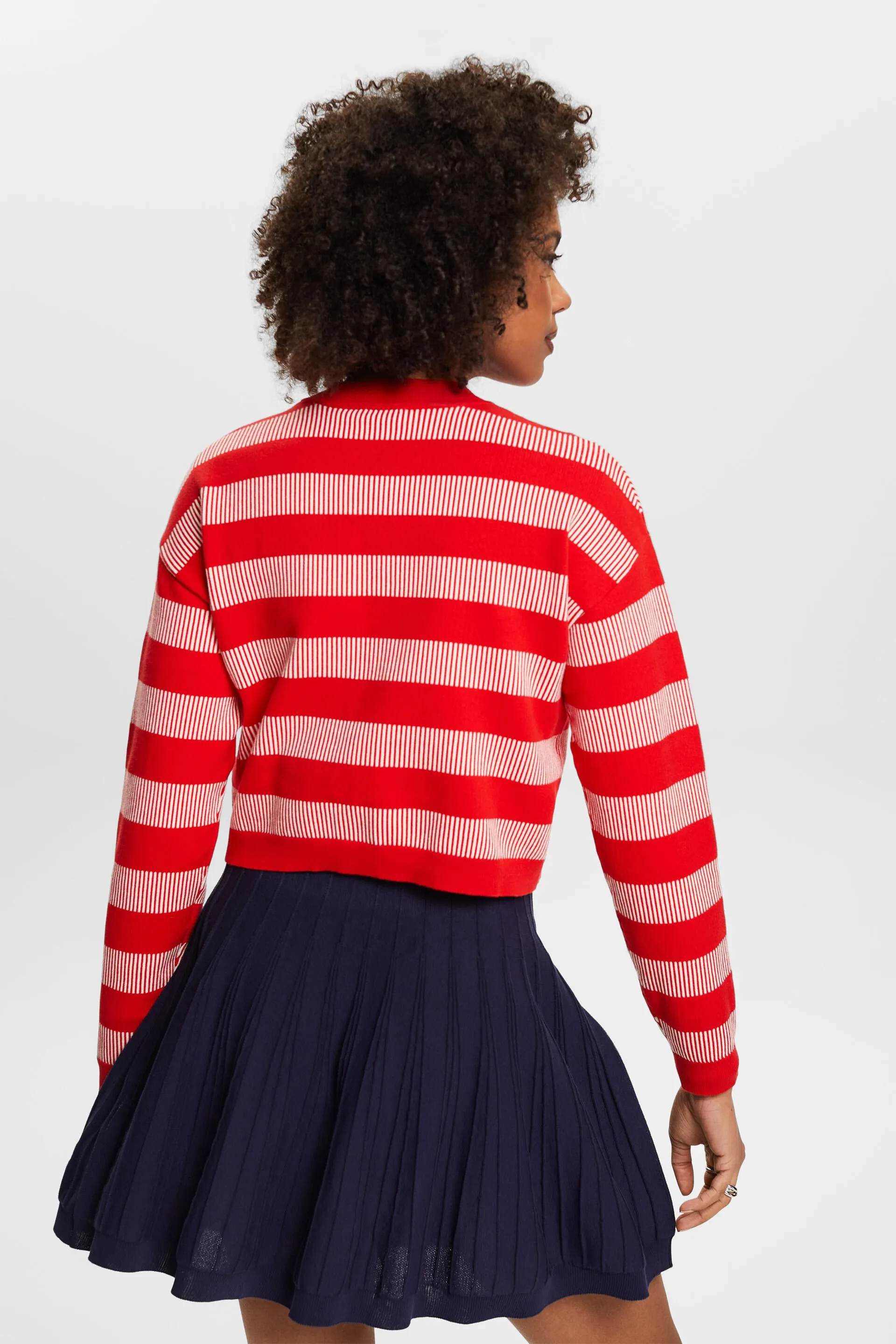Cardigan cropped a righe jacquard
