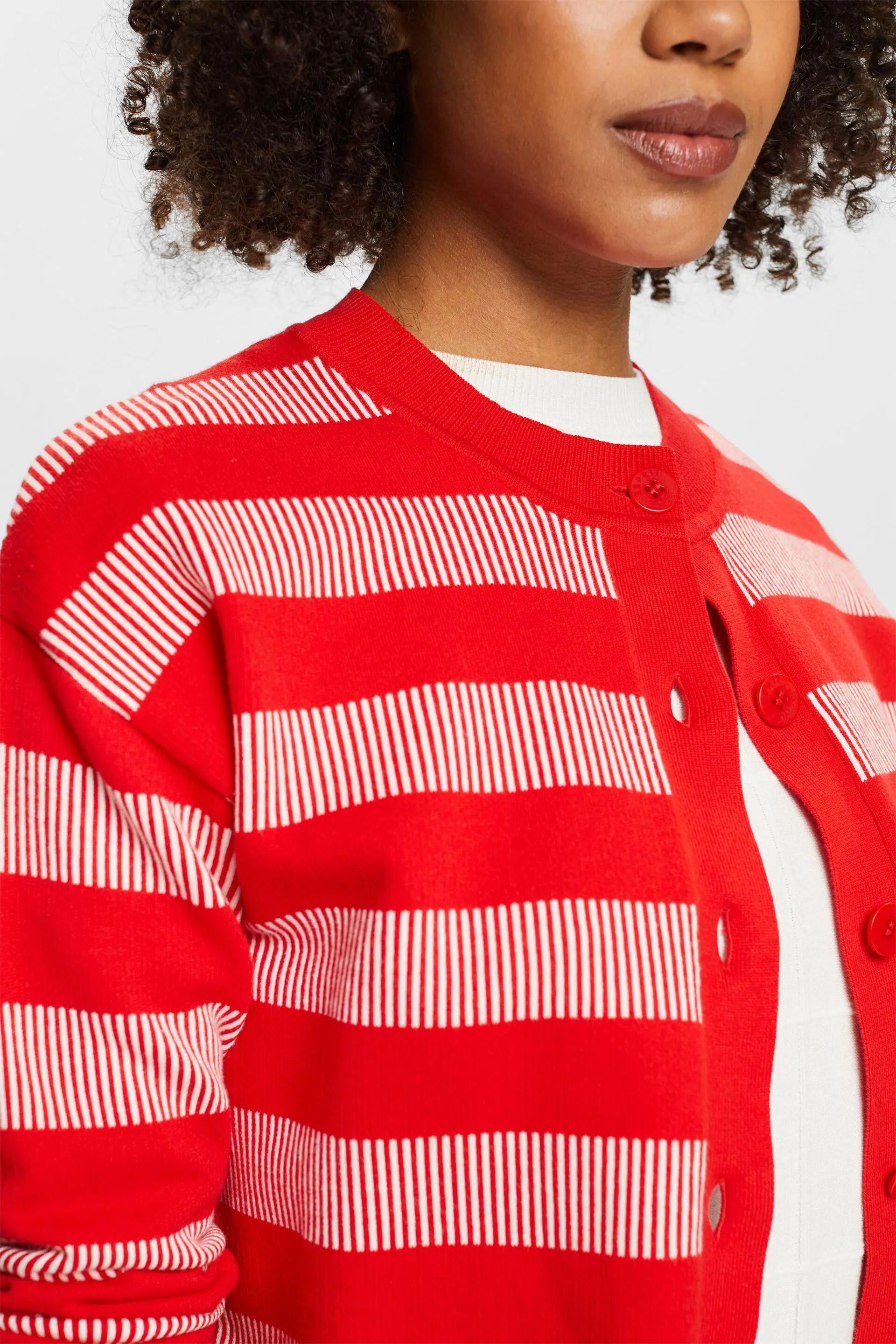 Cardigan cropped a righe jacquard