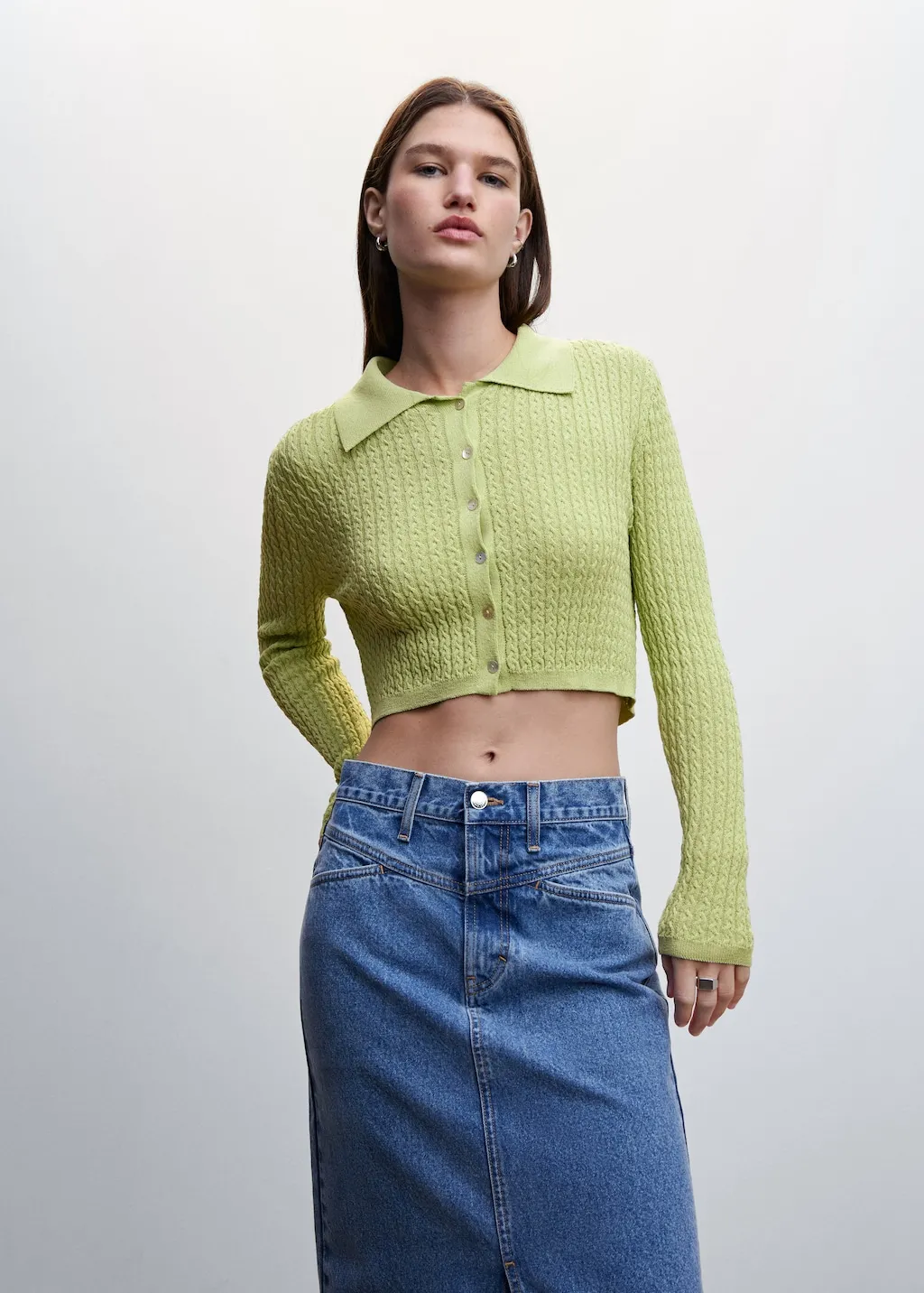 Cardigan top maglia intrecciata
