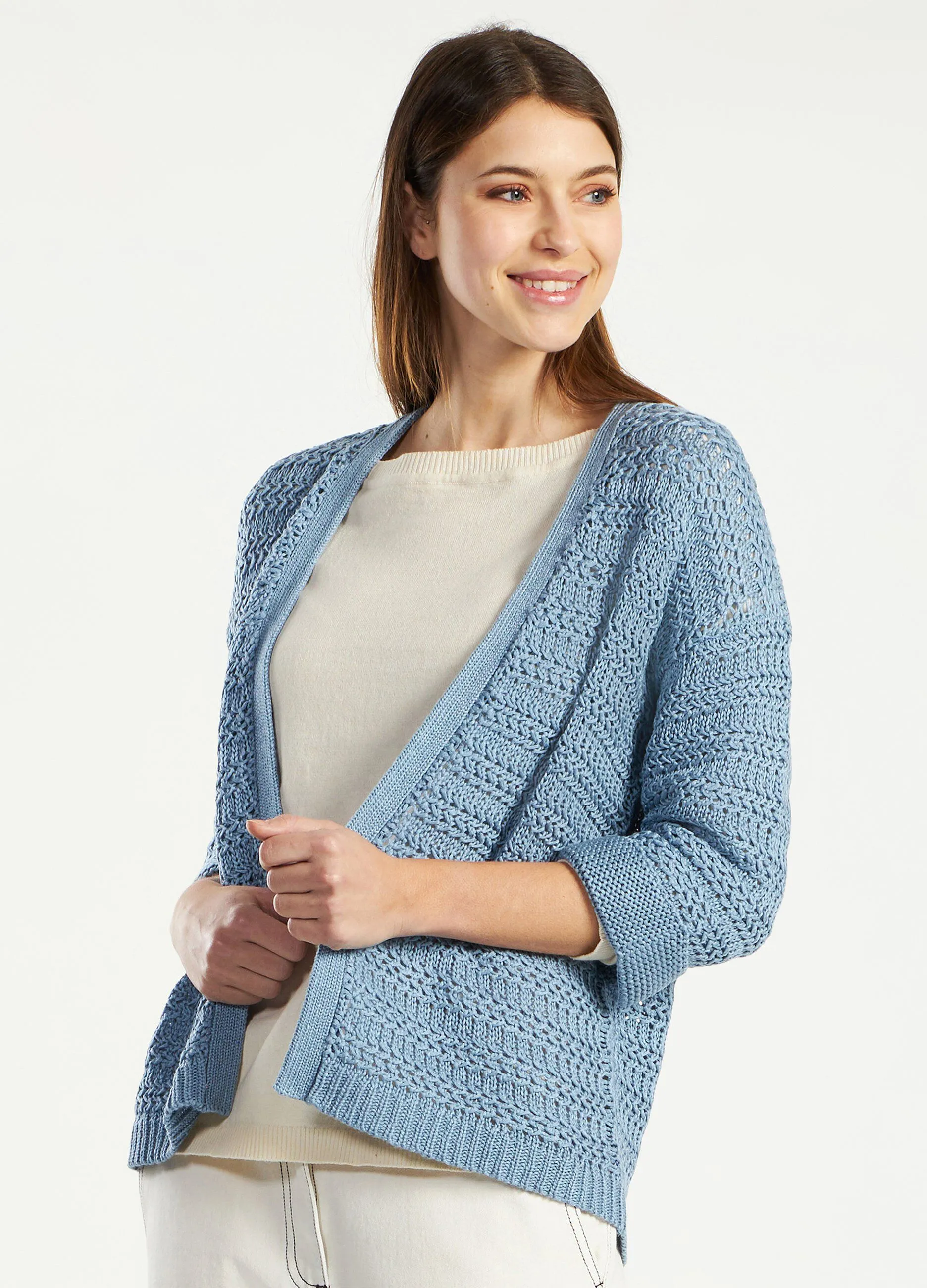 Cardigan tricot aperto donna