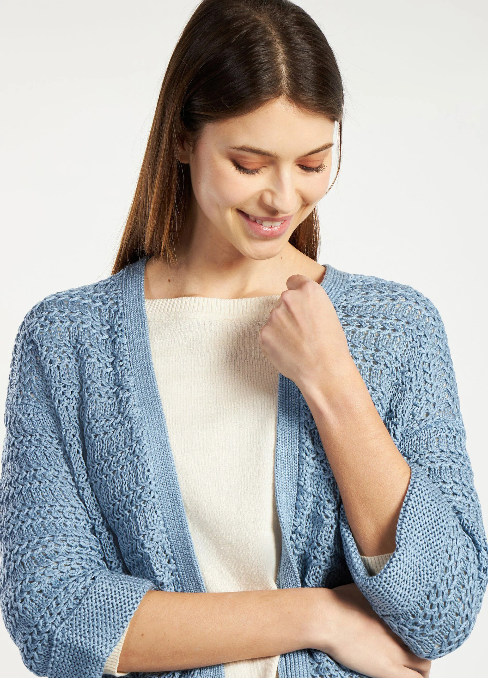 Cardigan tricot aperto donna