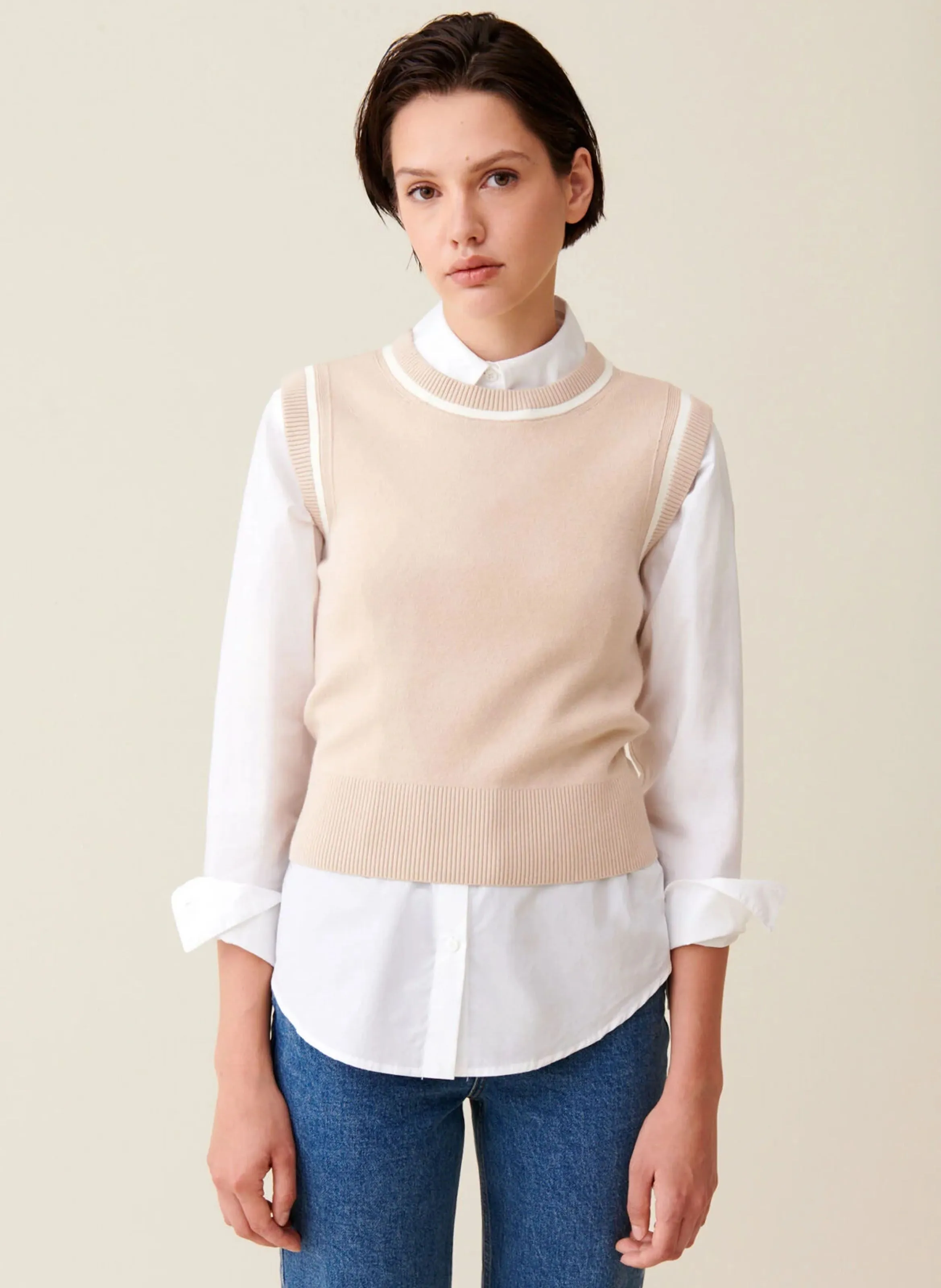  CLAUDIE PIERLOT   Maglione scollo tondo in maglia | Beige