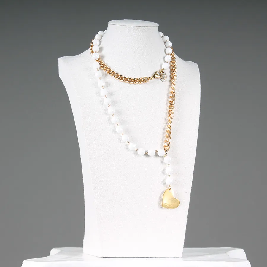 Collana Francesca cuore oro/bianco