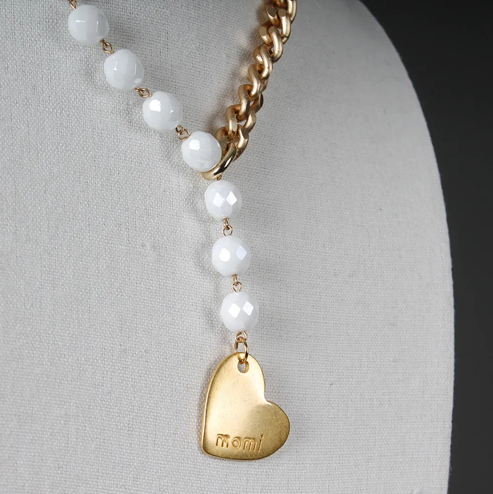 Collana Francesca cuore oro/bianco