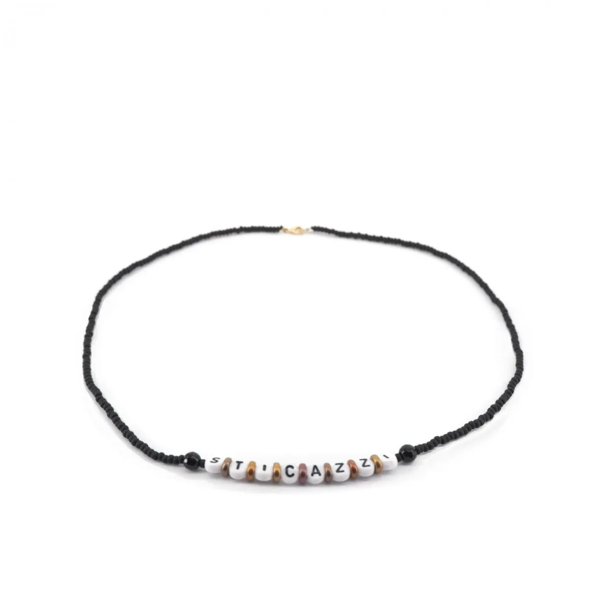 Collana Write Me Con Perline Sti Cazzi, Nero