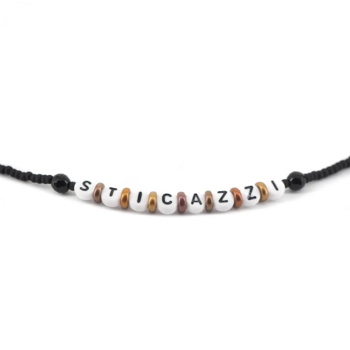 Collana Write Me Con Perline Sti Cazzi, Nero
