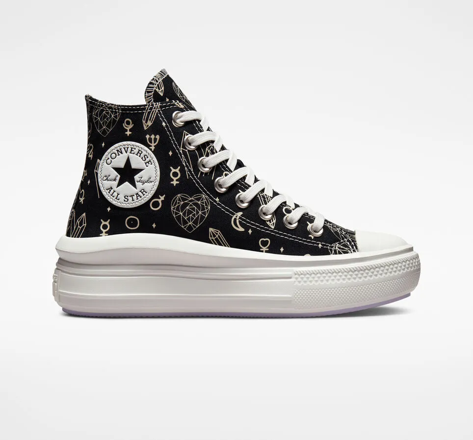 Converse women's high wedge sneakers Chuck Taylor All Star Move Platform Mystic Crystals A03725C black-natural ivory 