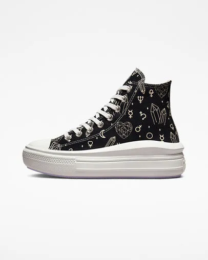 Converse women's high wedge sneakers Chuck Taylor All Star Move Platform Mystic Crystals A03725C black-natural ivory 
