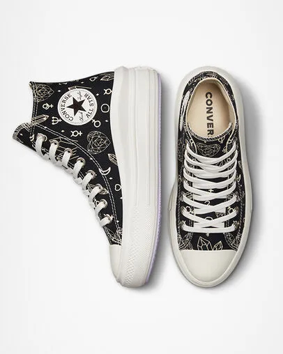 Converse women's high wedge sneakers Chuck Taylor All Star Move Platform Mystic Crystals A03725C black-natural ivory 