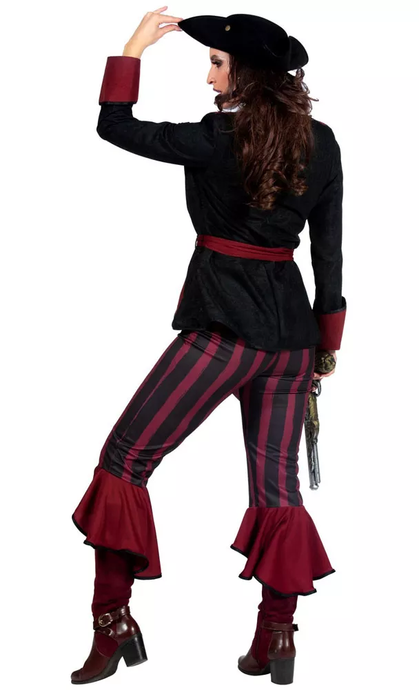 Costume da pirata rosso bordeaux per donna