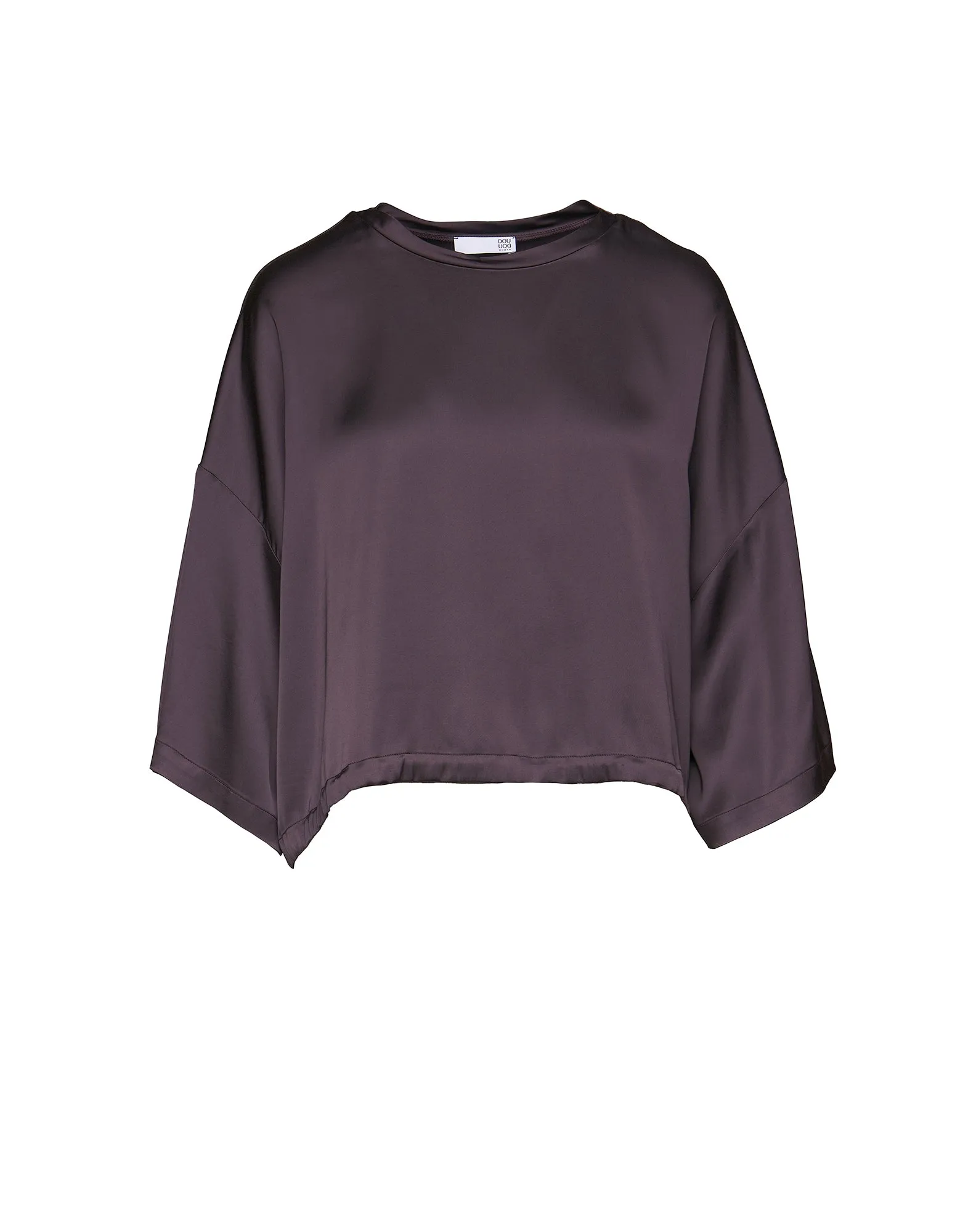 DOUUOD T-shirt Ampia in Raso Stretch con Coulisse Ciocco