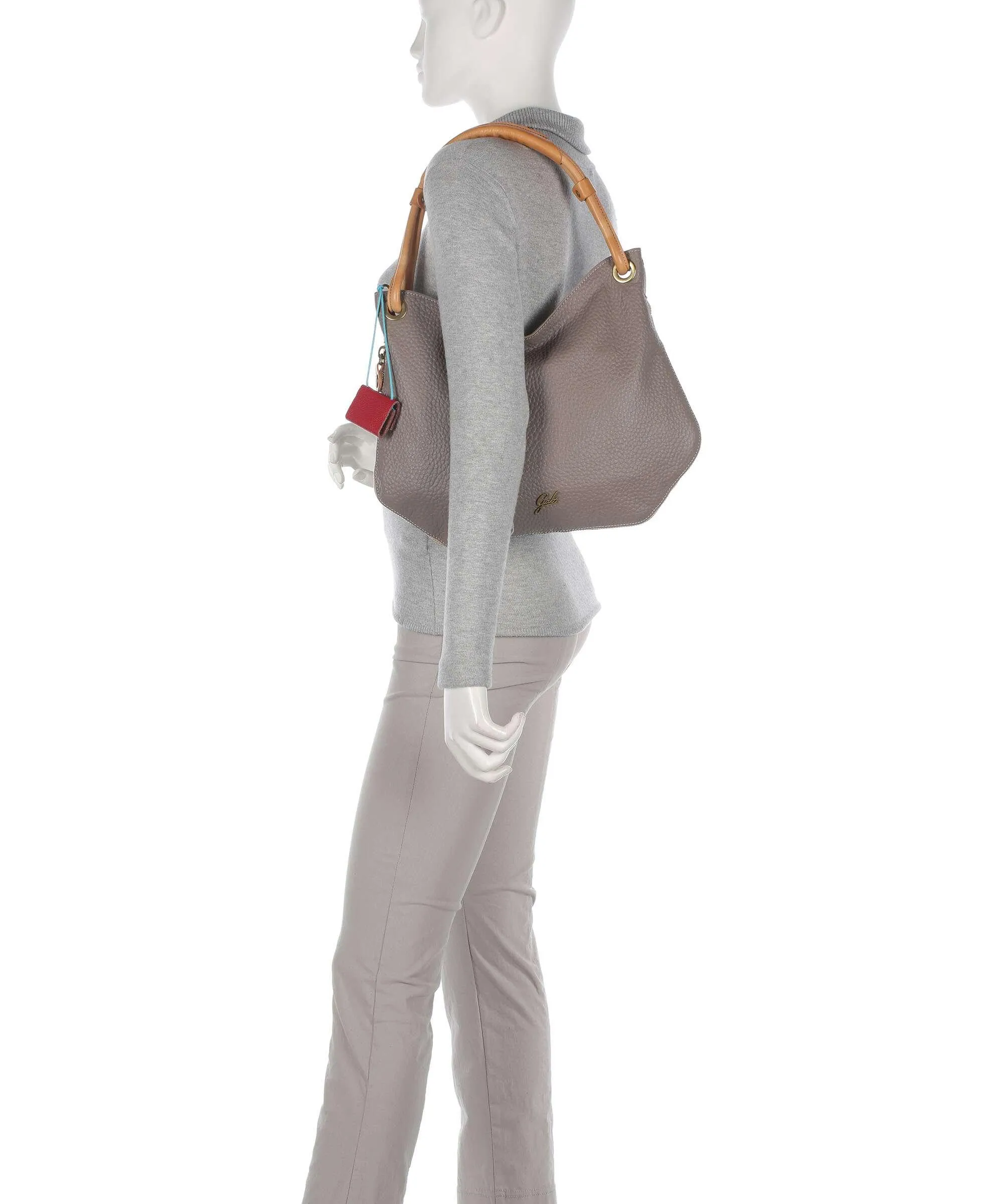 Gabs Aisha M Borsa hobo pelle di vitello grana taupe  