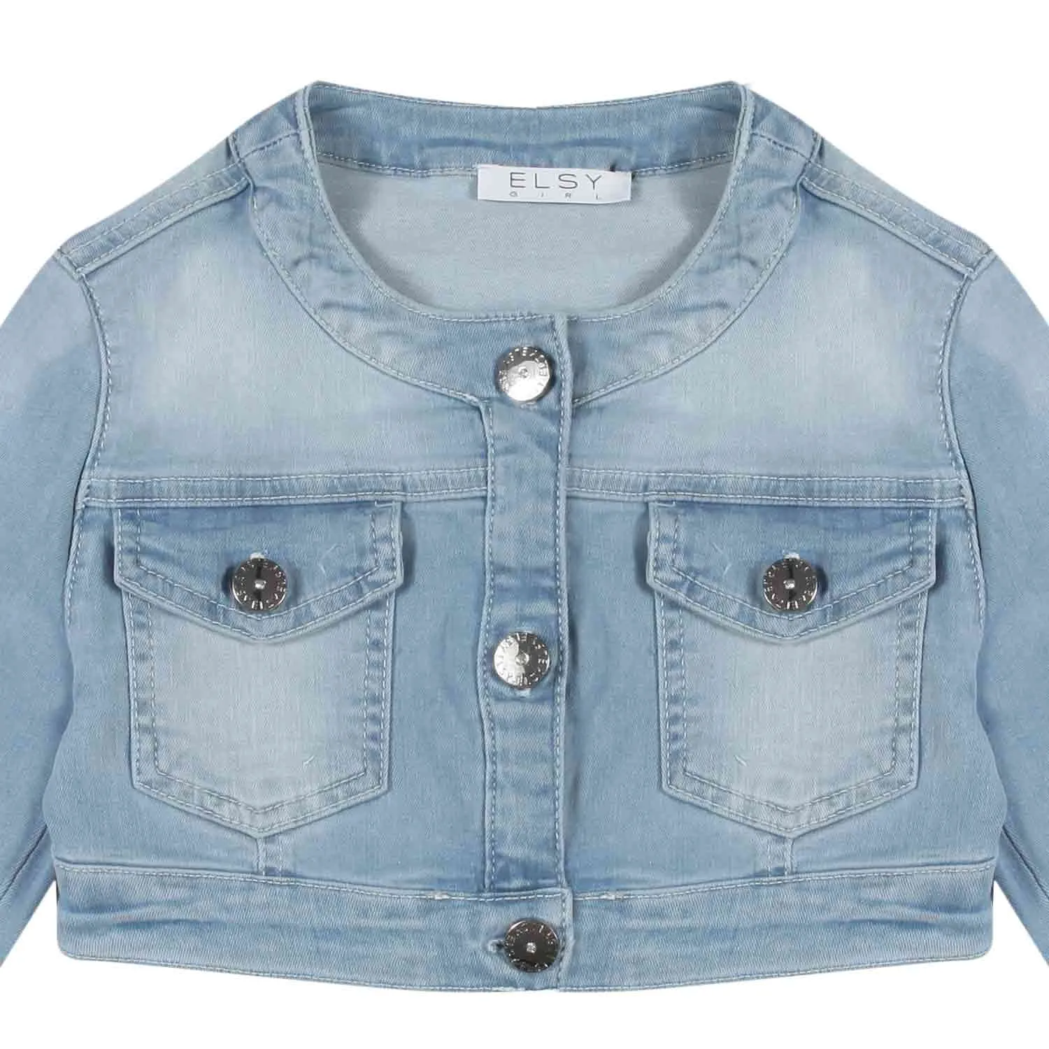 Giacca Corta Di Jeans Celeste Chiaro Bambina Teen