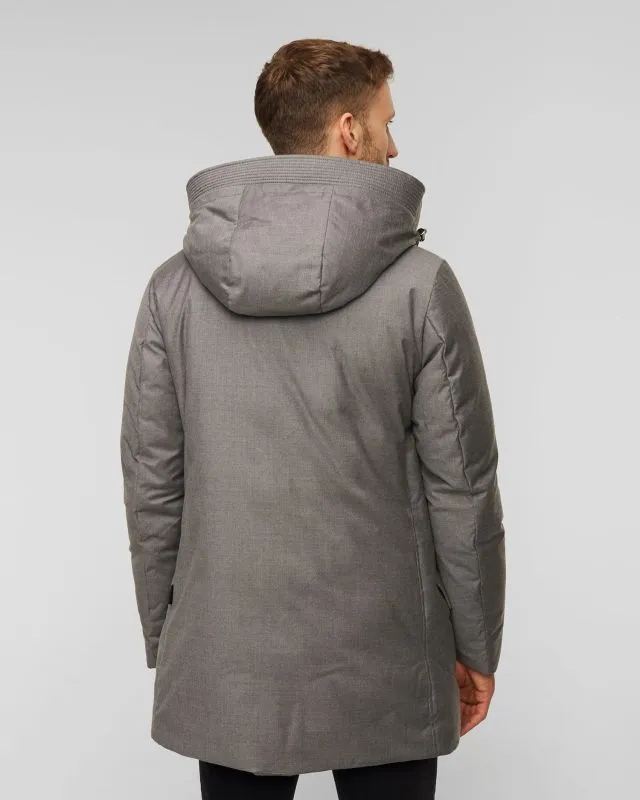 Giacca grigia in lana da uomo Woolrich Luxe Wool Silk Parka