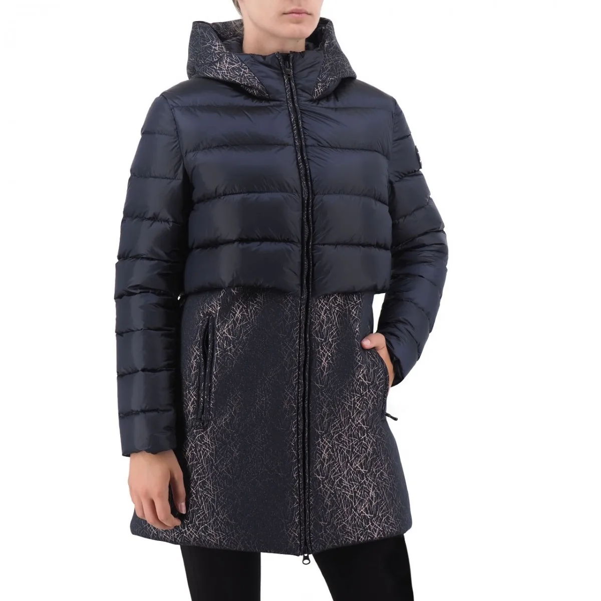 Giacca Lunga Research Effetto Neoprene, Blu