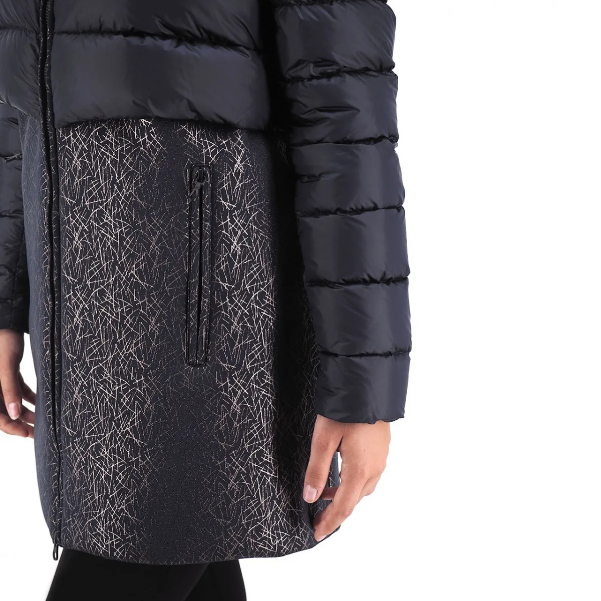Giacca Lunga Research Effetto Neoprene, Blu