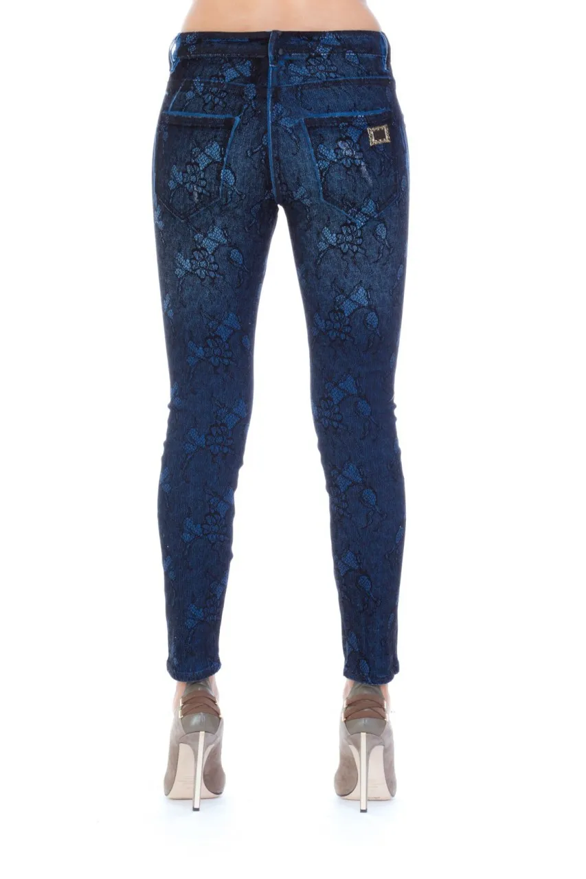 Jeans con stampa a fiori Denim