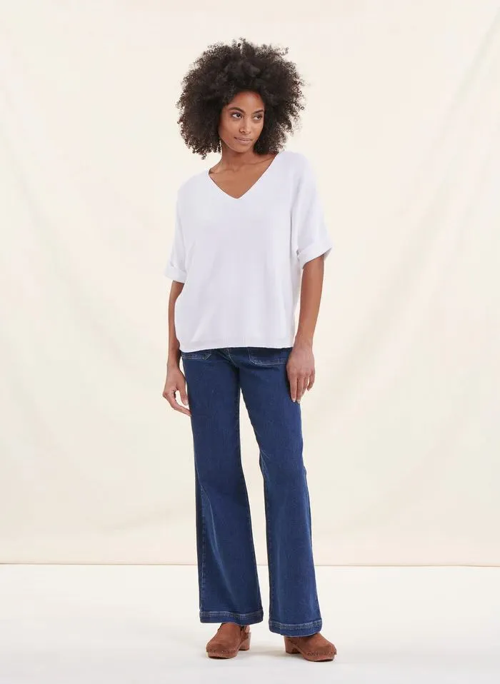  LA FEE MARABOUTEE   Top ampio con scollo a V in maglia | Bianco