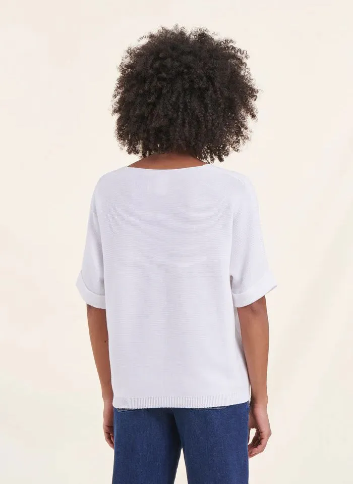  LA FEE MARABOUTEE   Top ampio con scollo a V in maglia | Bianco