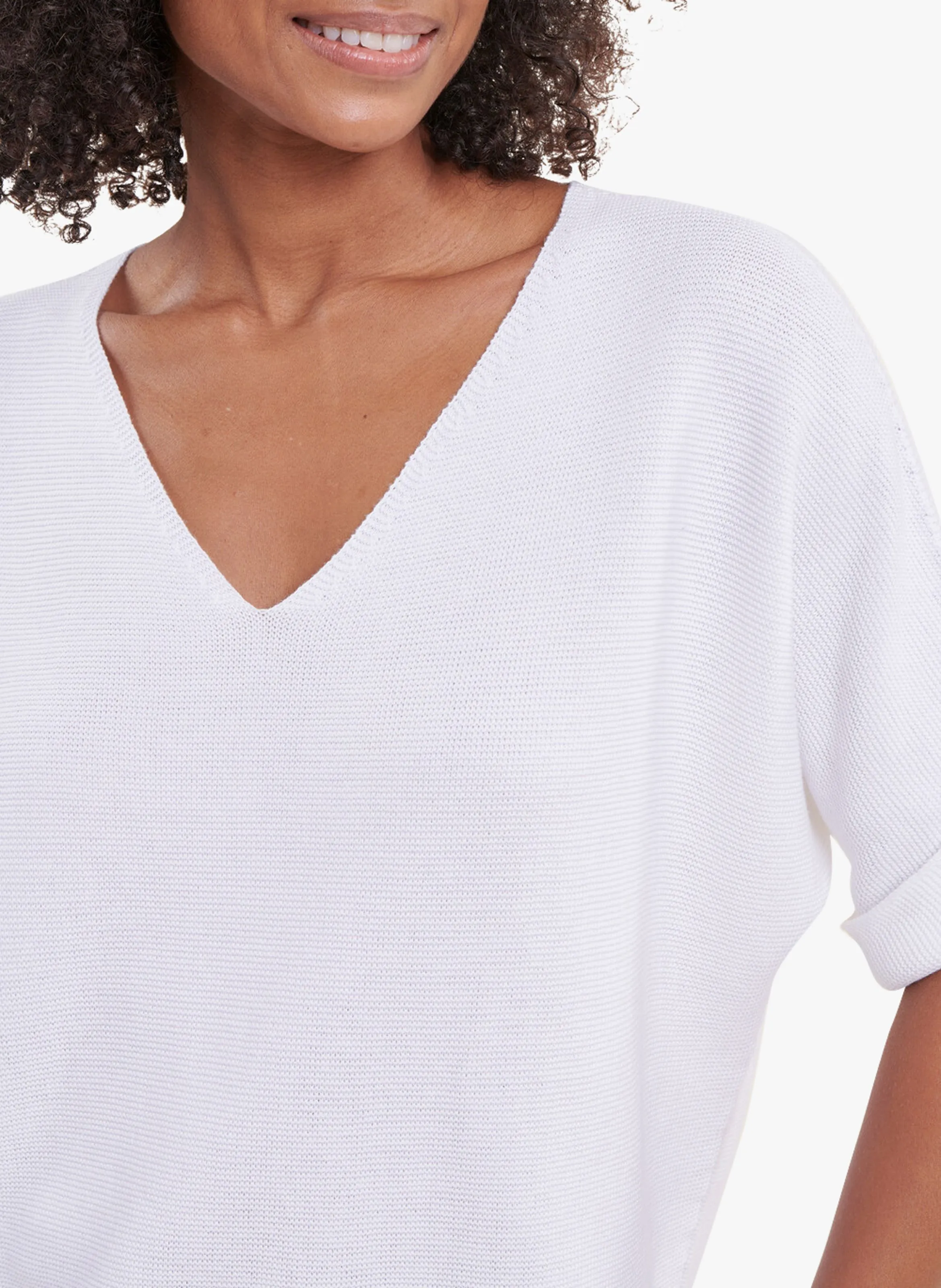  LA FEE MARABOUTEE   Top ampio con scollo a V in maglia | Bianco