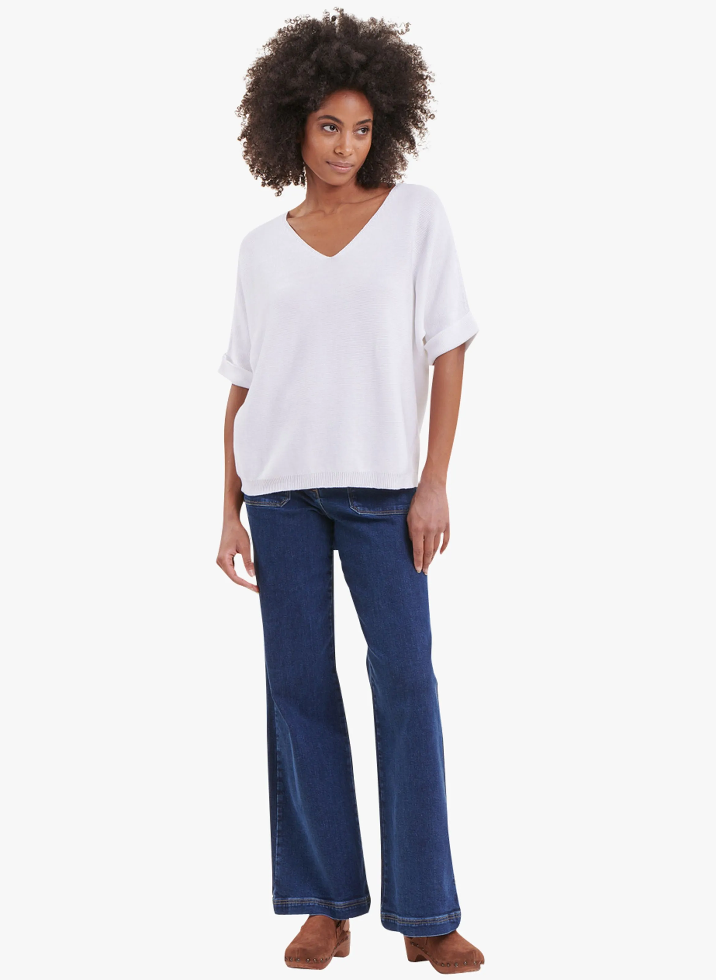  LA FEE MARABOUTEE   Top ampio con scollo a V in maglia | Bianco