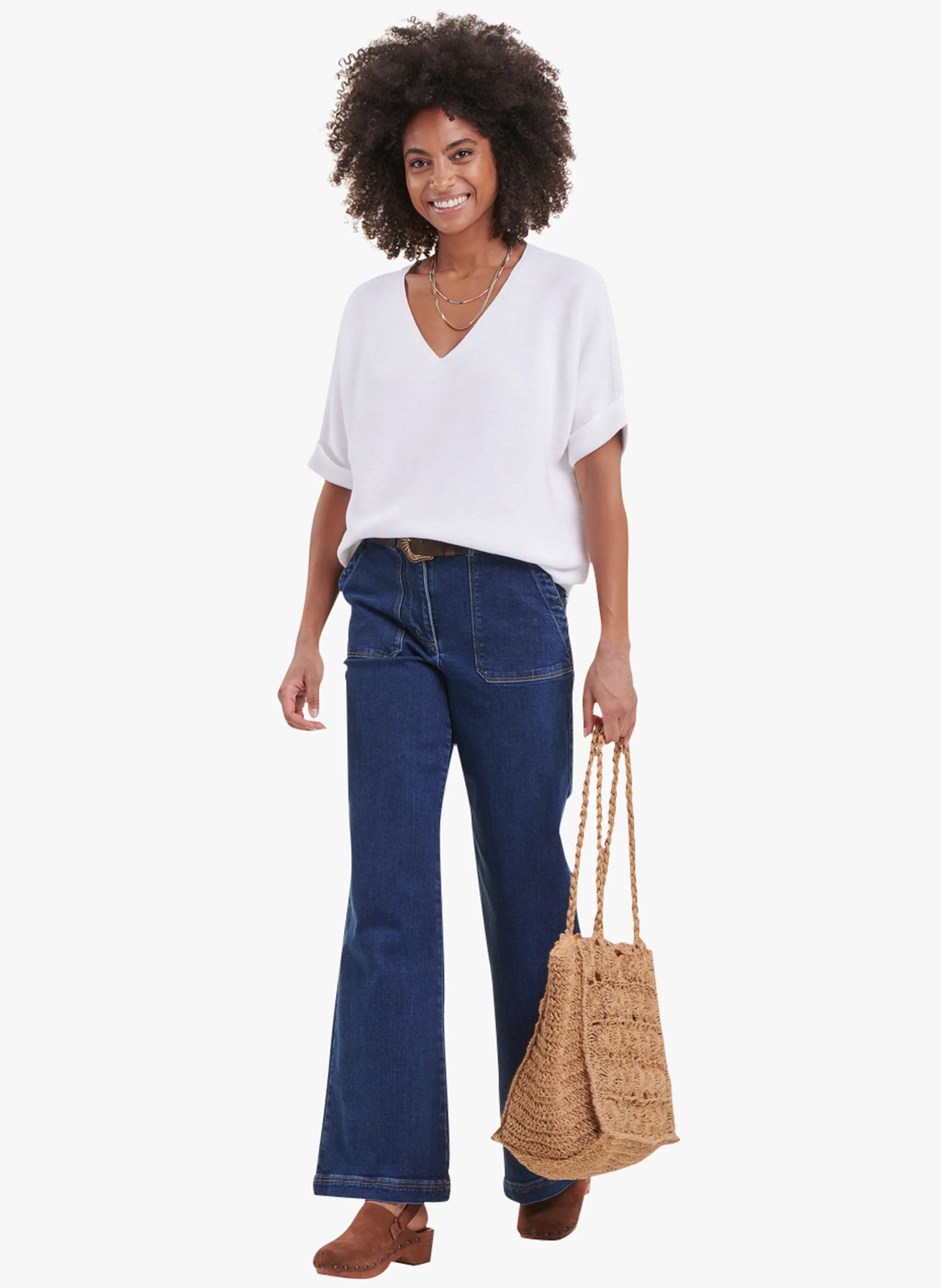 LA FEE MARABOUTEE   Top ampio con scollo a V in maglia | Bianco