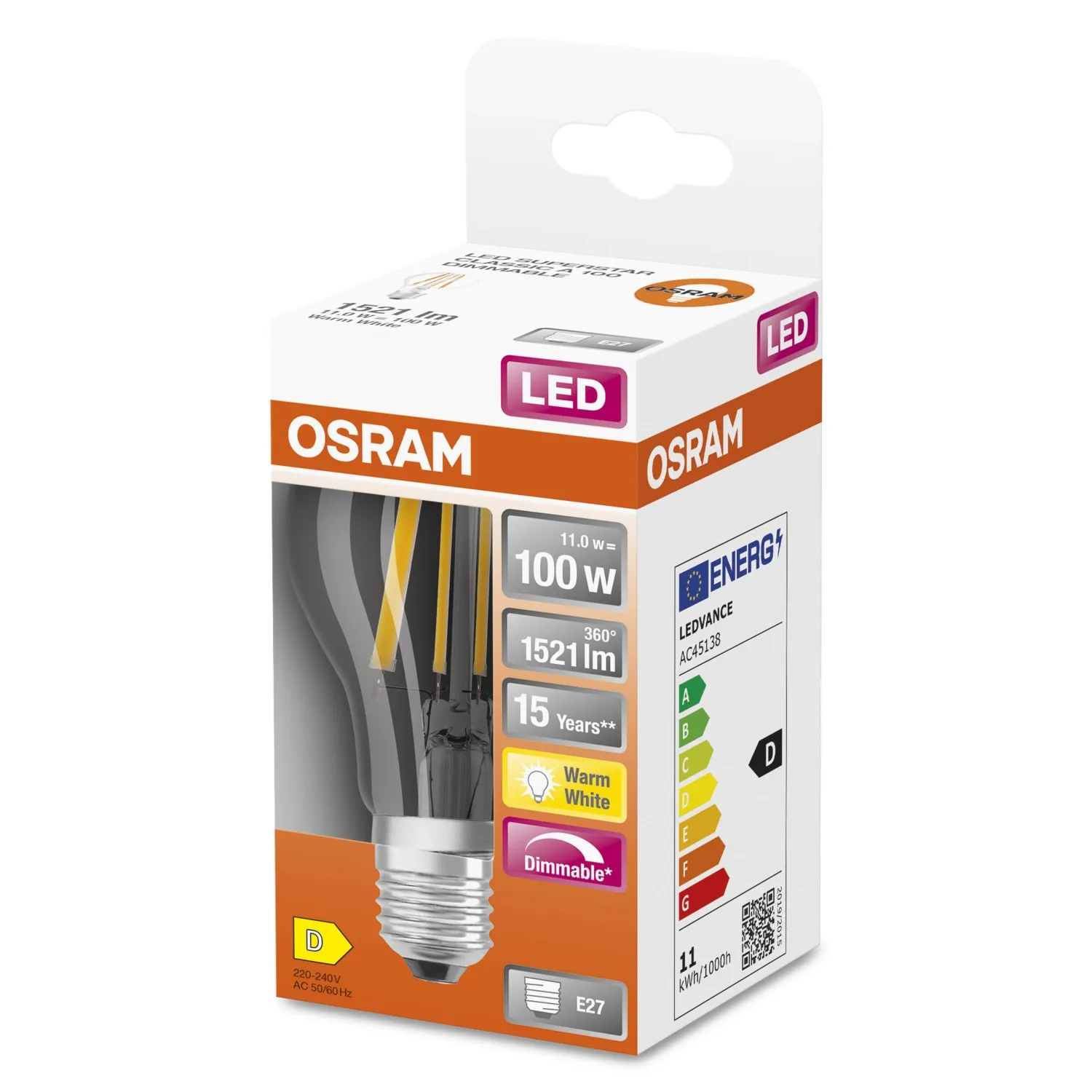 Lampadina LED E27 a goccia Osram Superstar 1521 lm bianco caldo