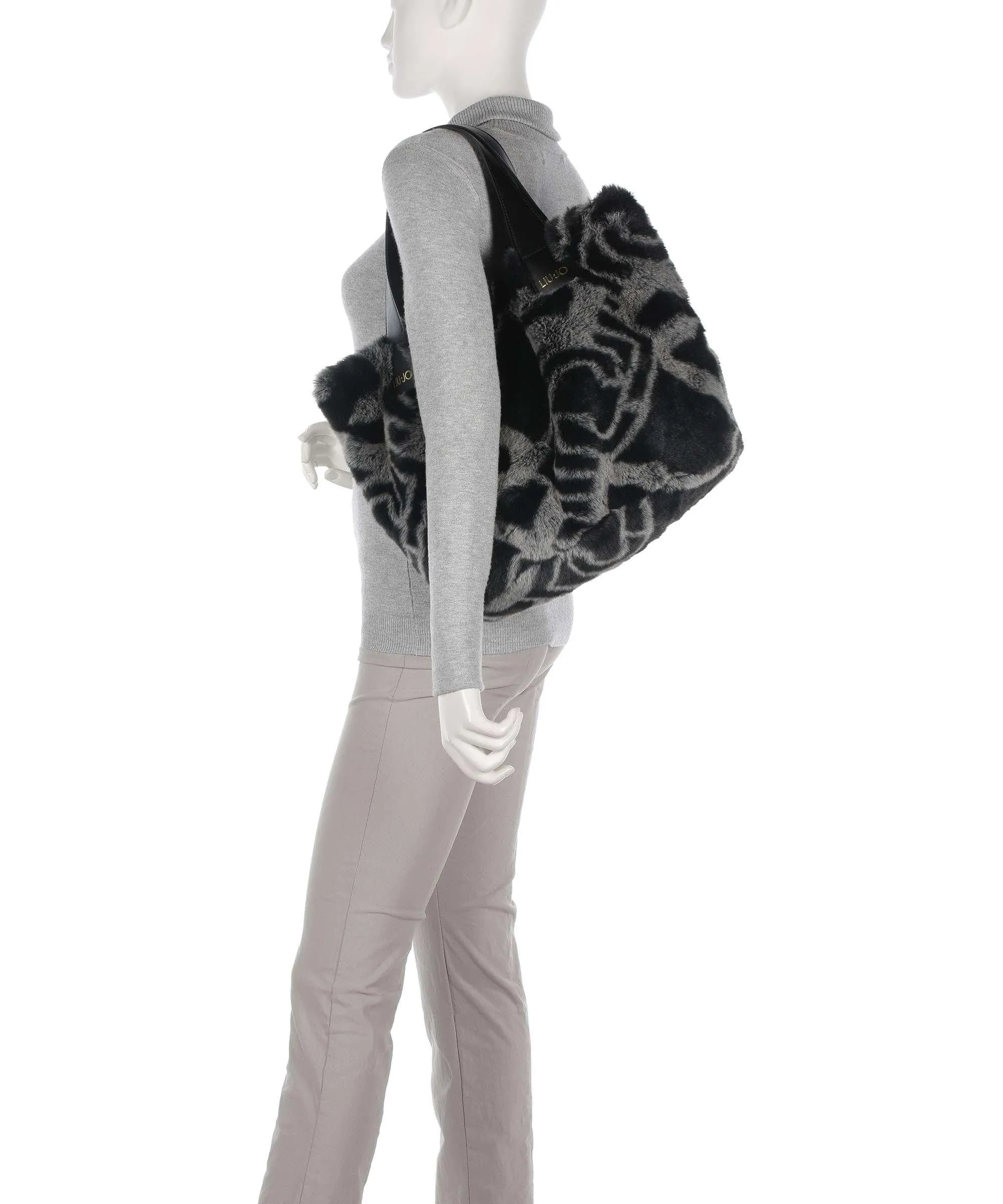  Liu Jo Valida Borsa shopper eco-pelliccia nero/grigio  