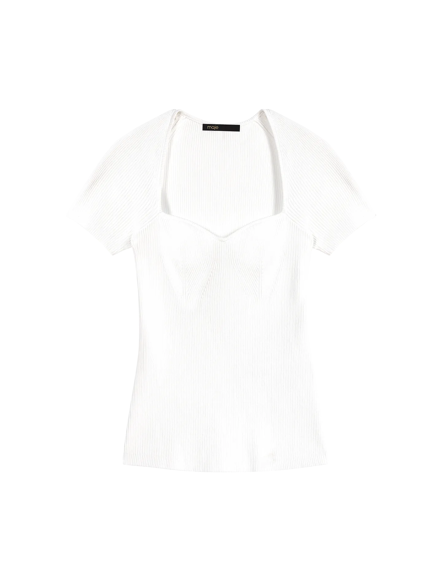  MAJE   Top aderente in maglia | Bianco