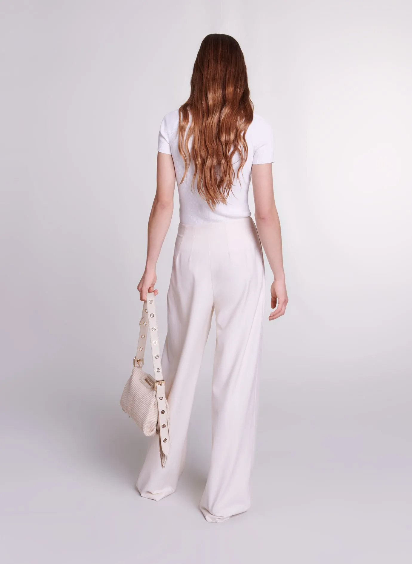  MAJE   Top aderente in maglia | Bianco