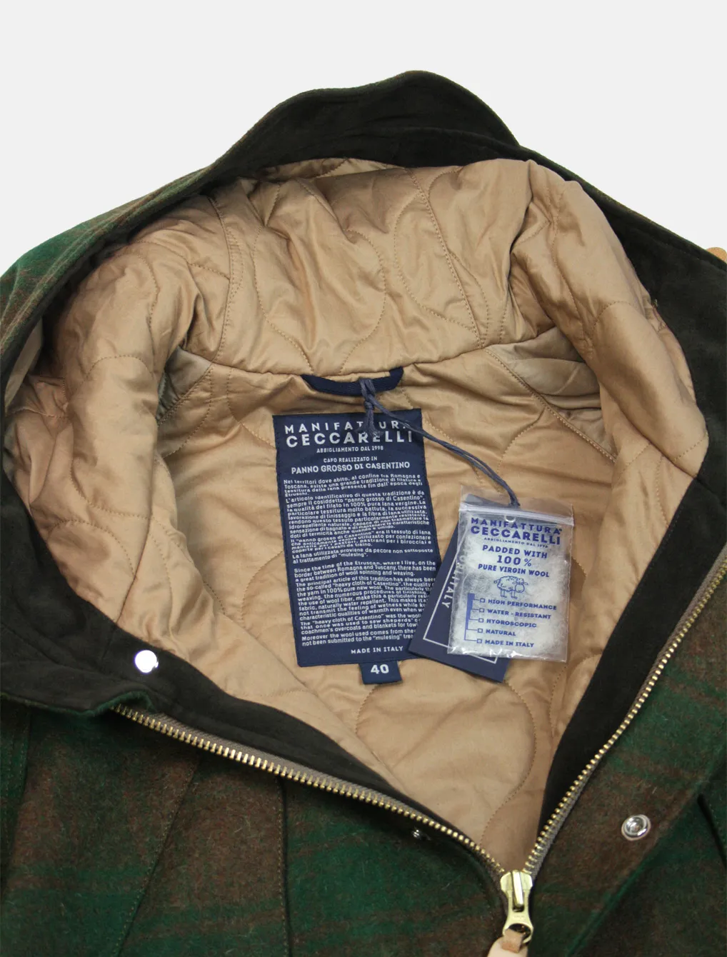 Manifattura Ceccarelli Fisherman Parka Panno Casentino Green Camel