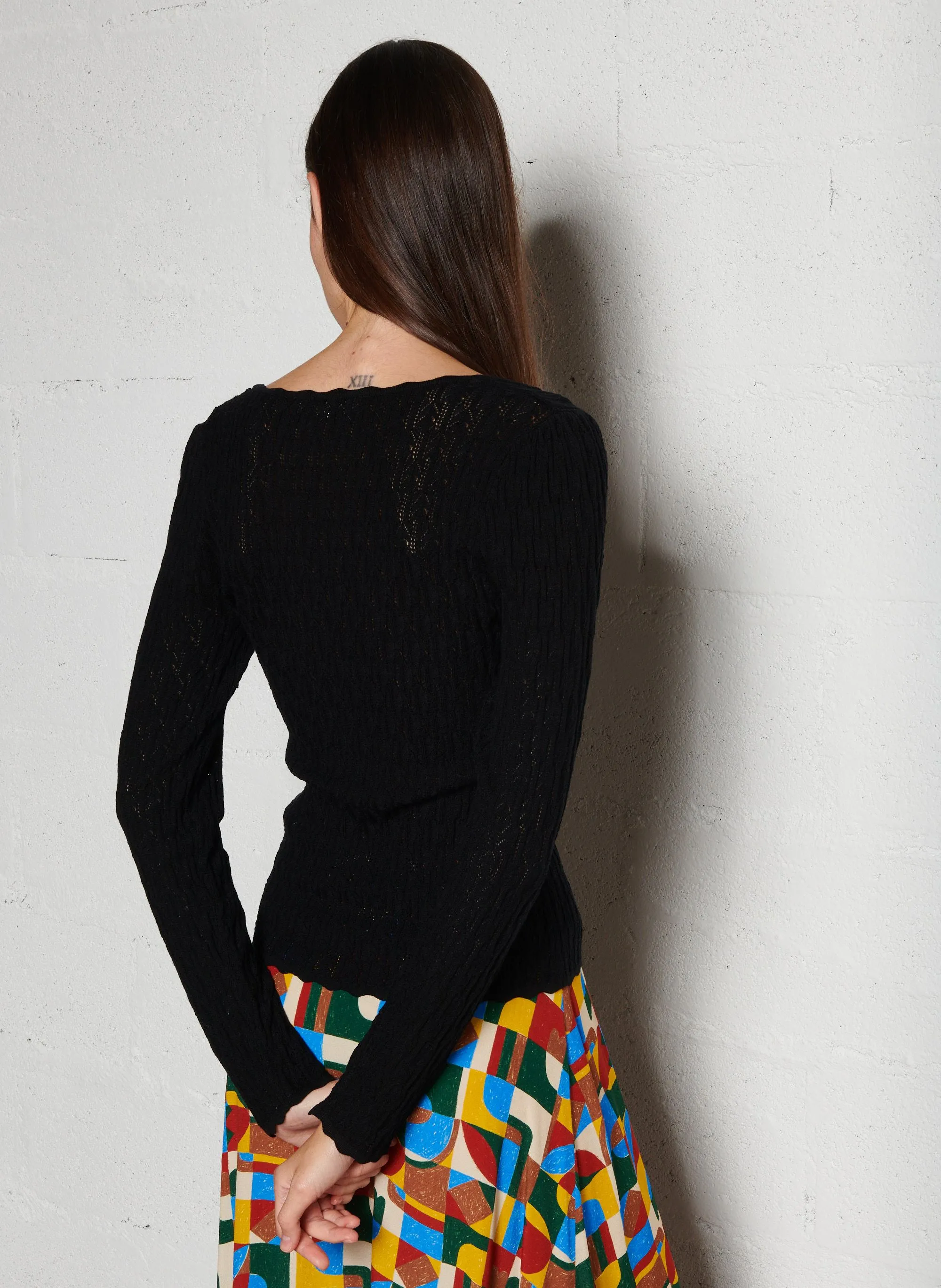 MARIE SIXTINE   ADELOU - Maglione a collo quadrato aderente in maglia | Nero