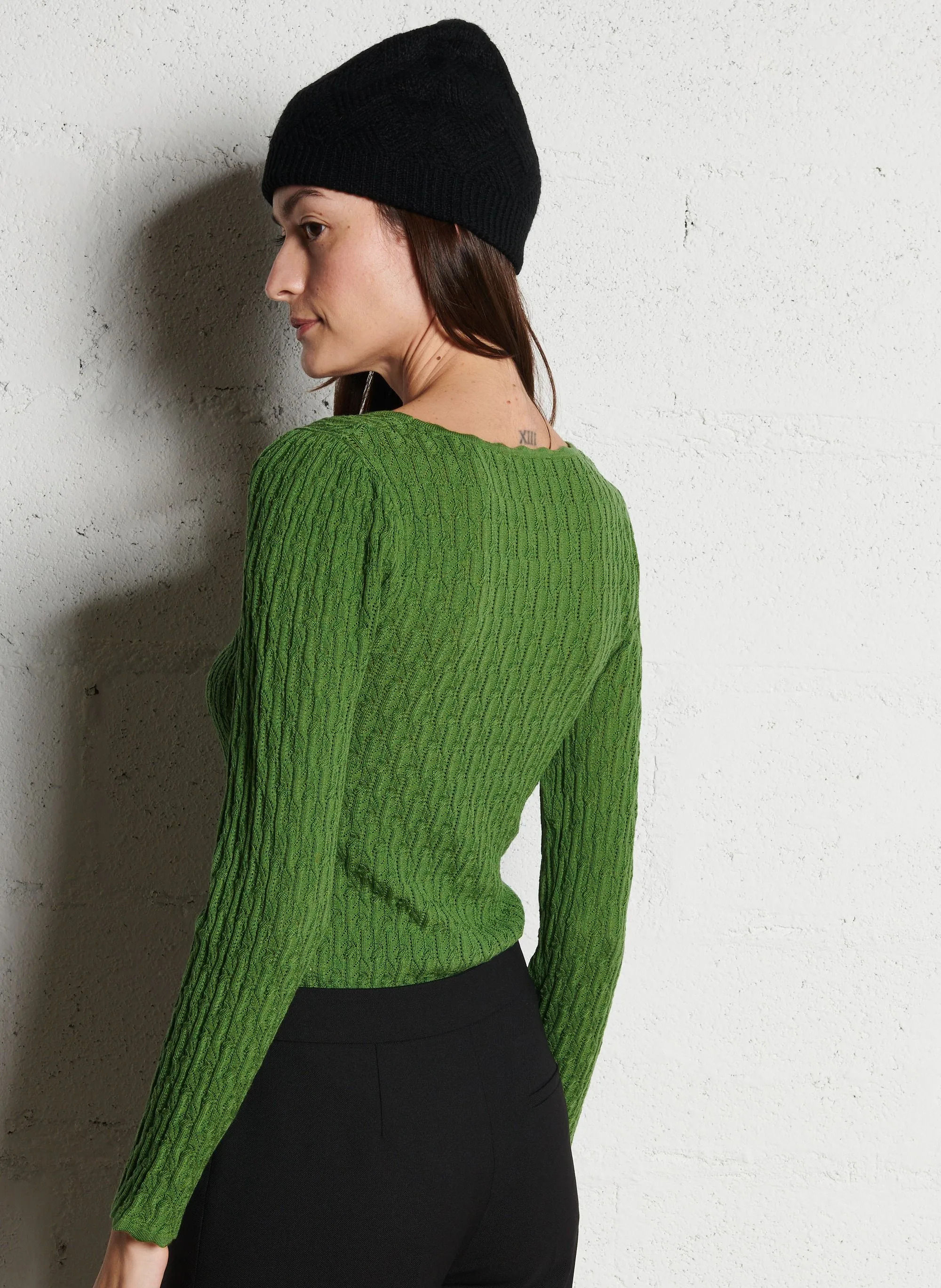  MARIE SIXTINE   ADELOU - Maglione a collo quadrato aderente in maglia | Verde