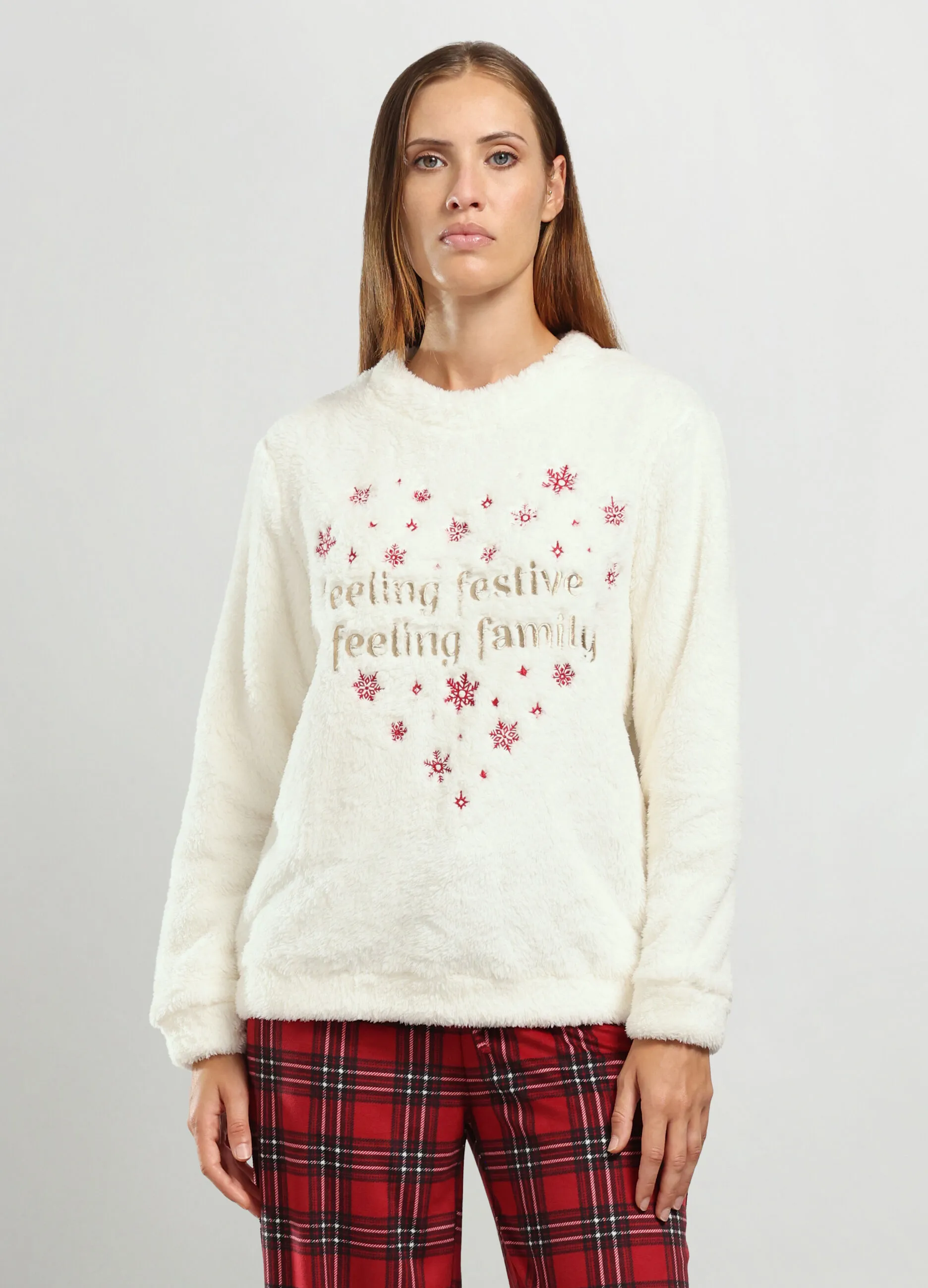 NYMOS  Maglia pigiama lungo effetto eco fur donna
