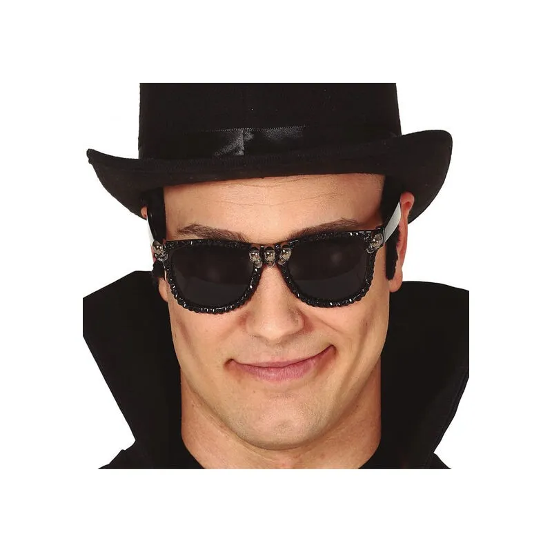 OCCHIALI NERI TESCHIO PER TRAVESTIMENTI DI HALLOWEEN CARNEVALE SCENE E SPETTACOLI TEATRALI HORROR VAMPIRO DRACULA
