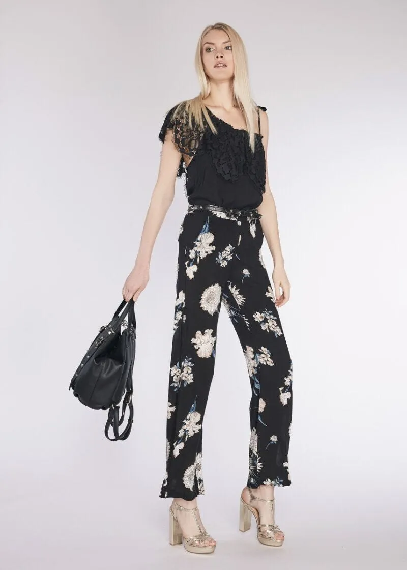 Pantaloni in viscosa a fiori